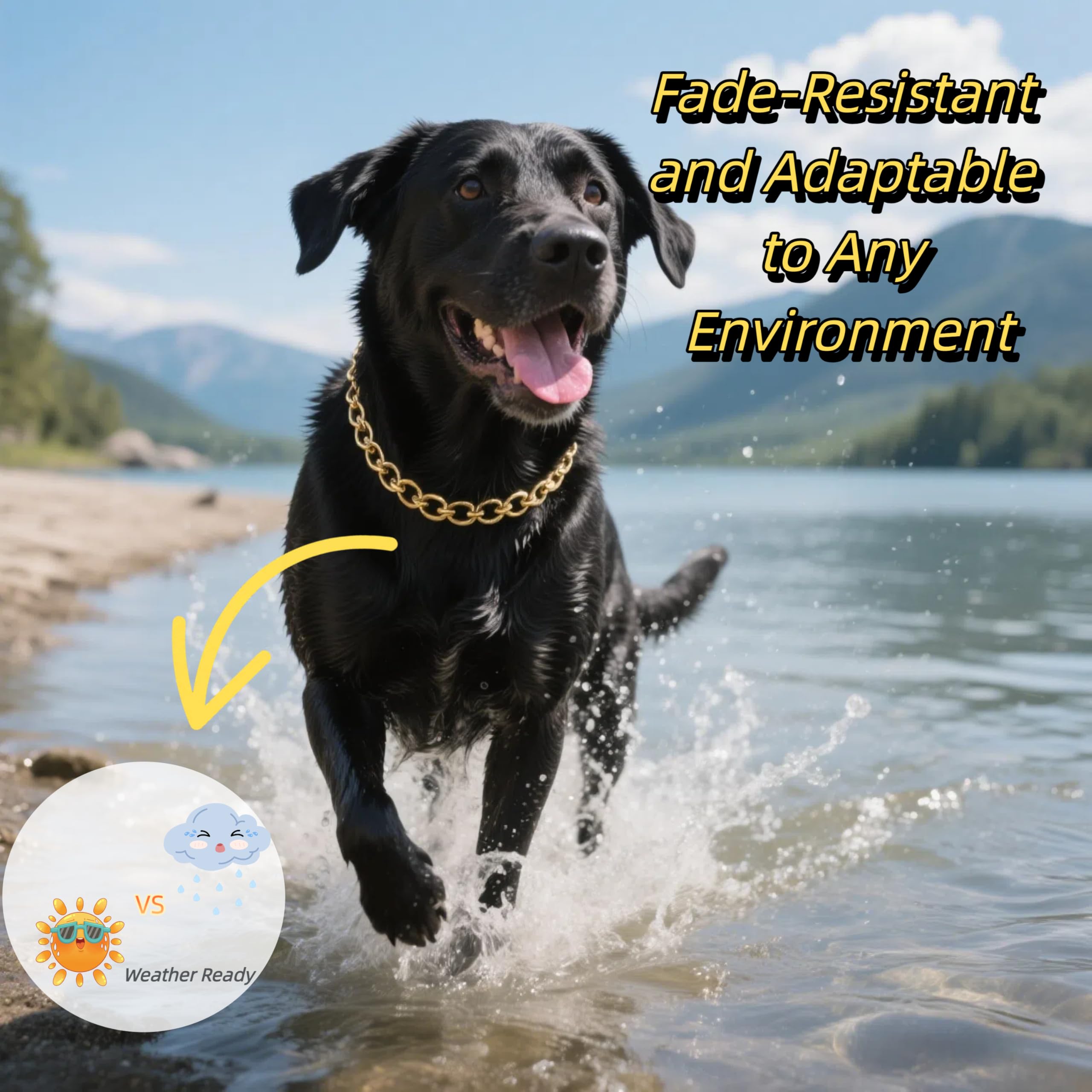 Cwyza Gold Dog Chain Necklace Collar - Fashionable Cuban Link, Adjustable, Lightweight & Durable Metal Decoration (Gold, 13'' (N