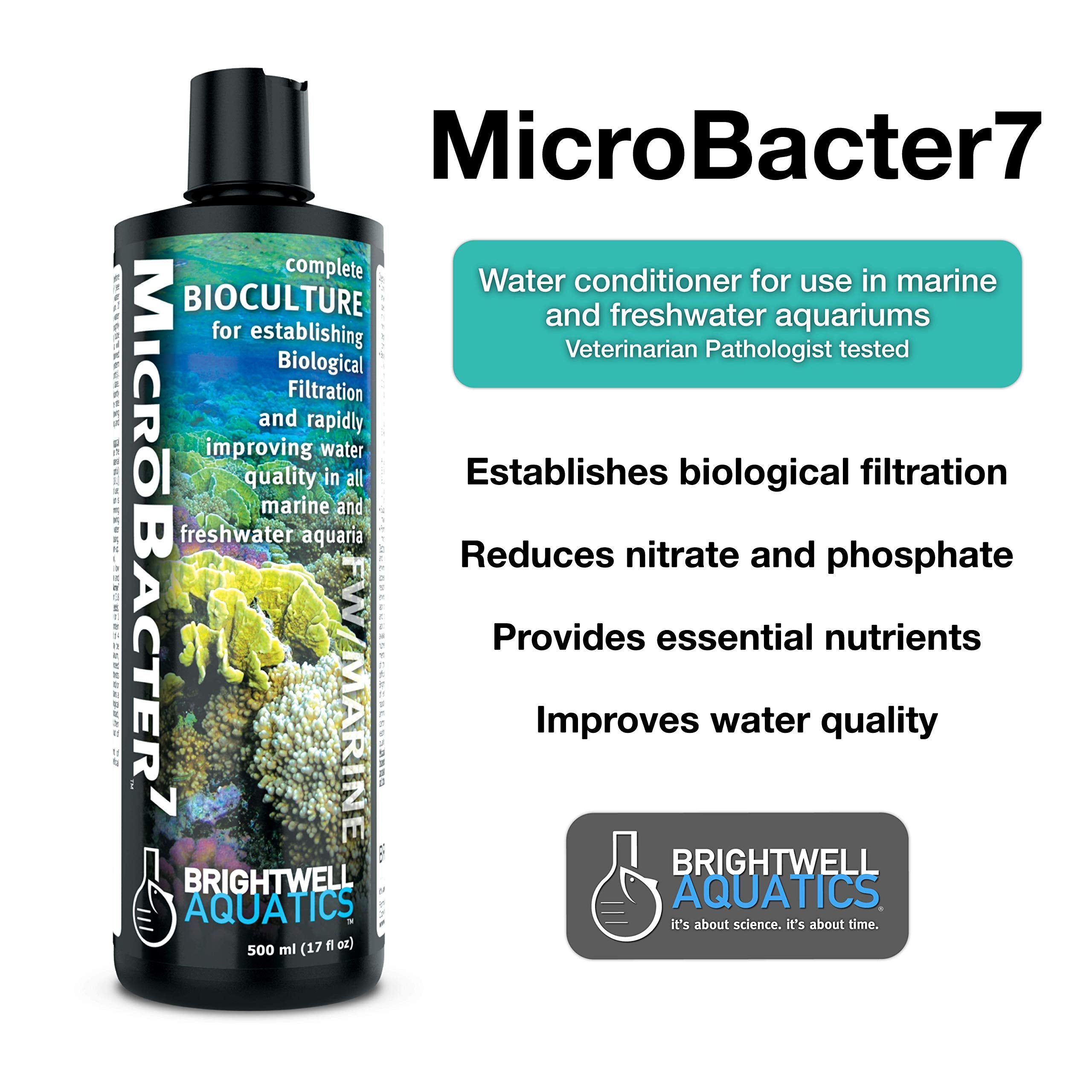 Microbacter7 - Bacteria & Water Conditioner For Fish Tank Or Aquarium, Populates Biological Filter Media For Saltwater And Fresh