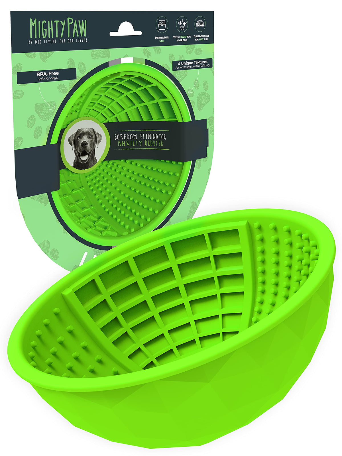 Mighty Paw Dog Lick Bowl | Interactive Slow Feeder & Licking Mat. Enrichment Puzzle For Dogs Anxiety/Boredom Relief. Dishwasher Safe, Bpa Free Silicone Dog Lick Mats, Wobble Or Stable Design