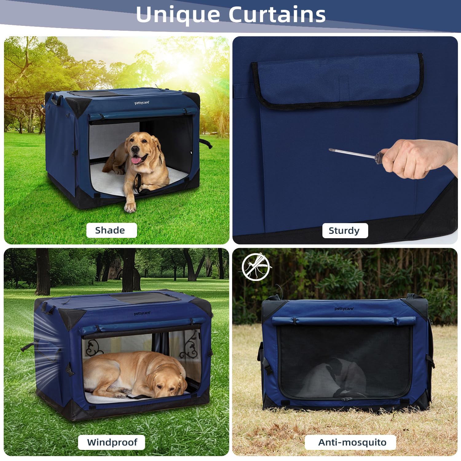 Pettycare 36 Inch Collapsible Dog Crate With Curtains Travel Dog Crate For Airflow And Calm Soft Pet Kennel With Portable Bag An