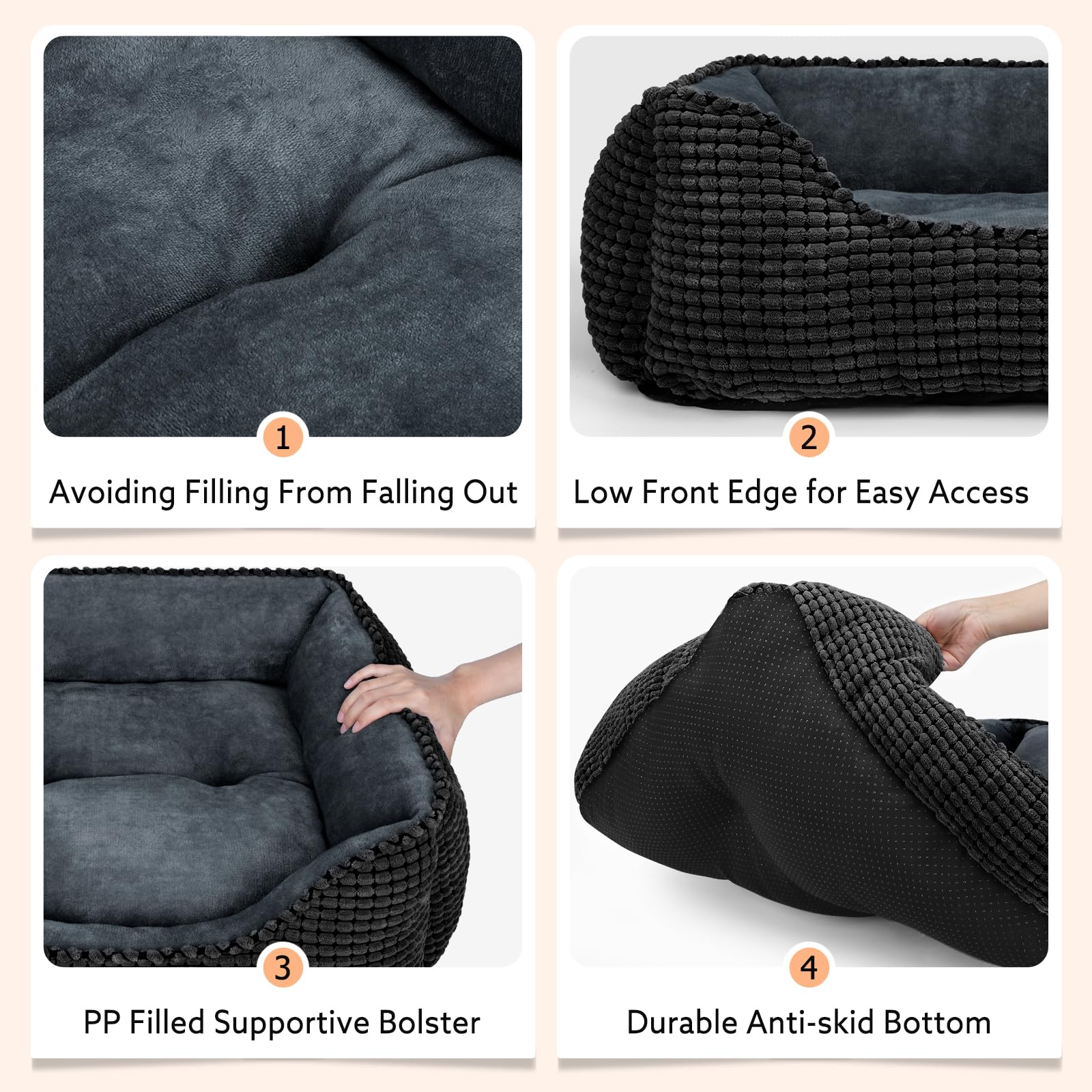 MIXJOY Rectangle Washable Orthopedic Dog Bed for Small, Medium and Large Dogs, Soft Calming, Sleeping Puppy Bed Durable Pet Cudd