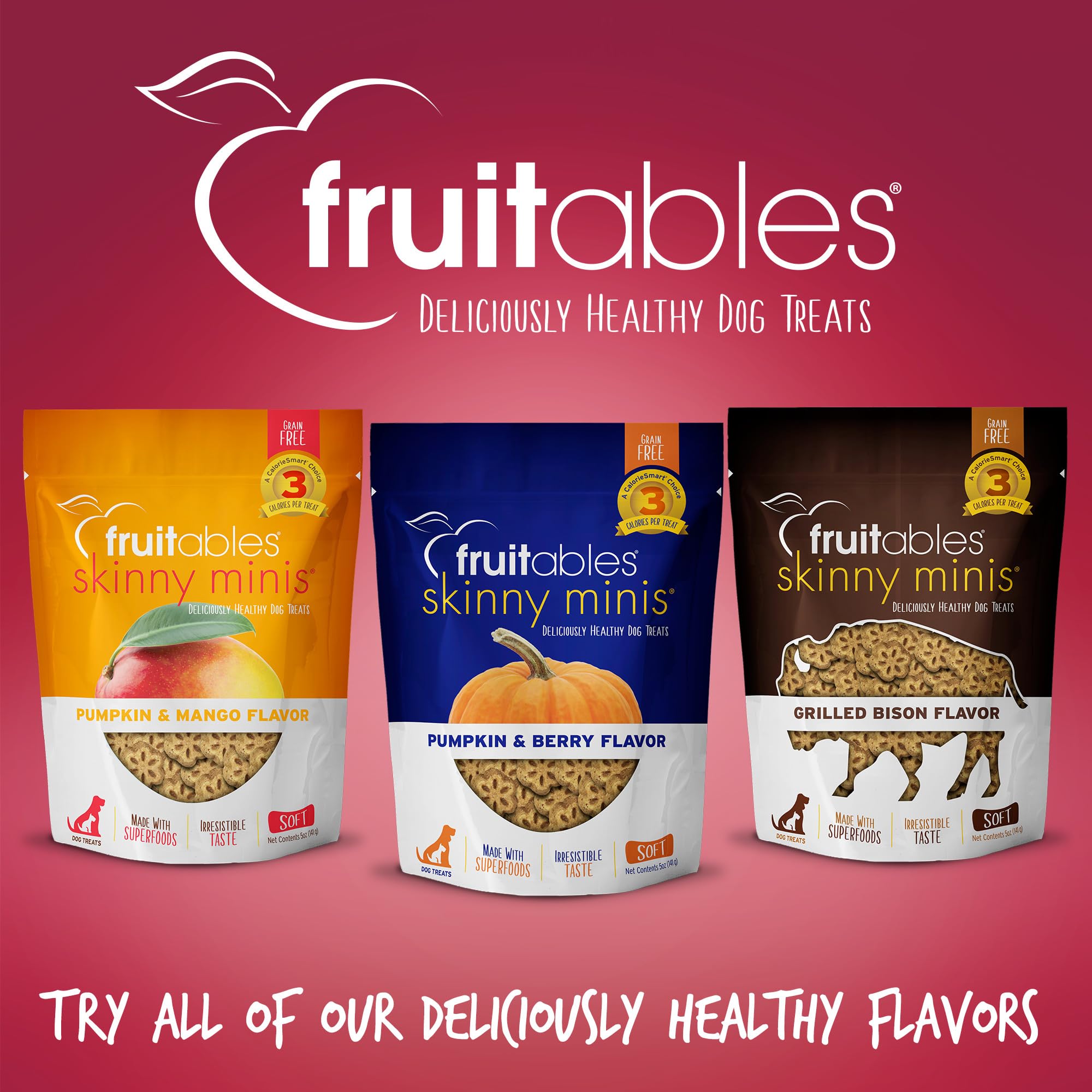 Fruitables Skinny Mini Dog Treats - Healthy Treats for Dogs - Low Calorie Training Treats - Free of Wheat, Corn and Soy - Waterm