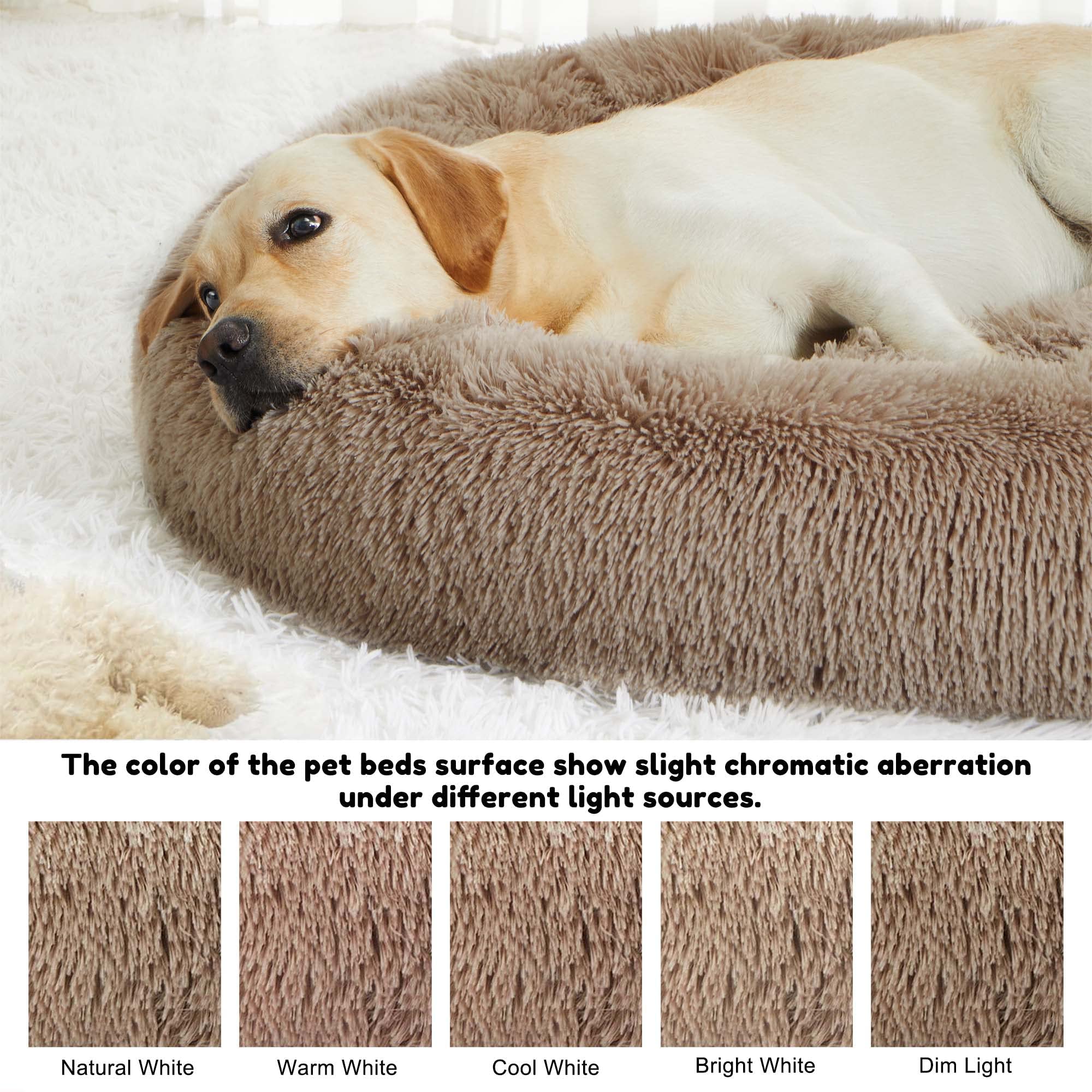 Western Home Wh Calming Dog & Cat Donut Cuddler, Anti-Anxiety Warming Cozy Soft Round Bed, Fluffy Faux Fur Plush Cushion For Small Medium Dogs And Cats (20'/24'/30'/36')