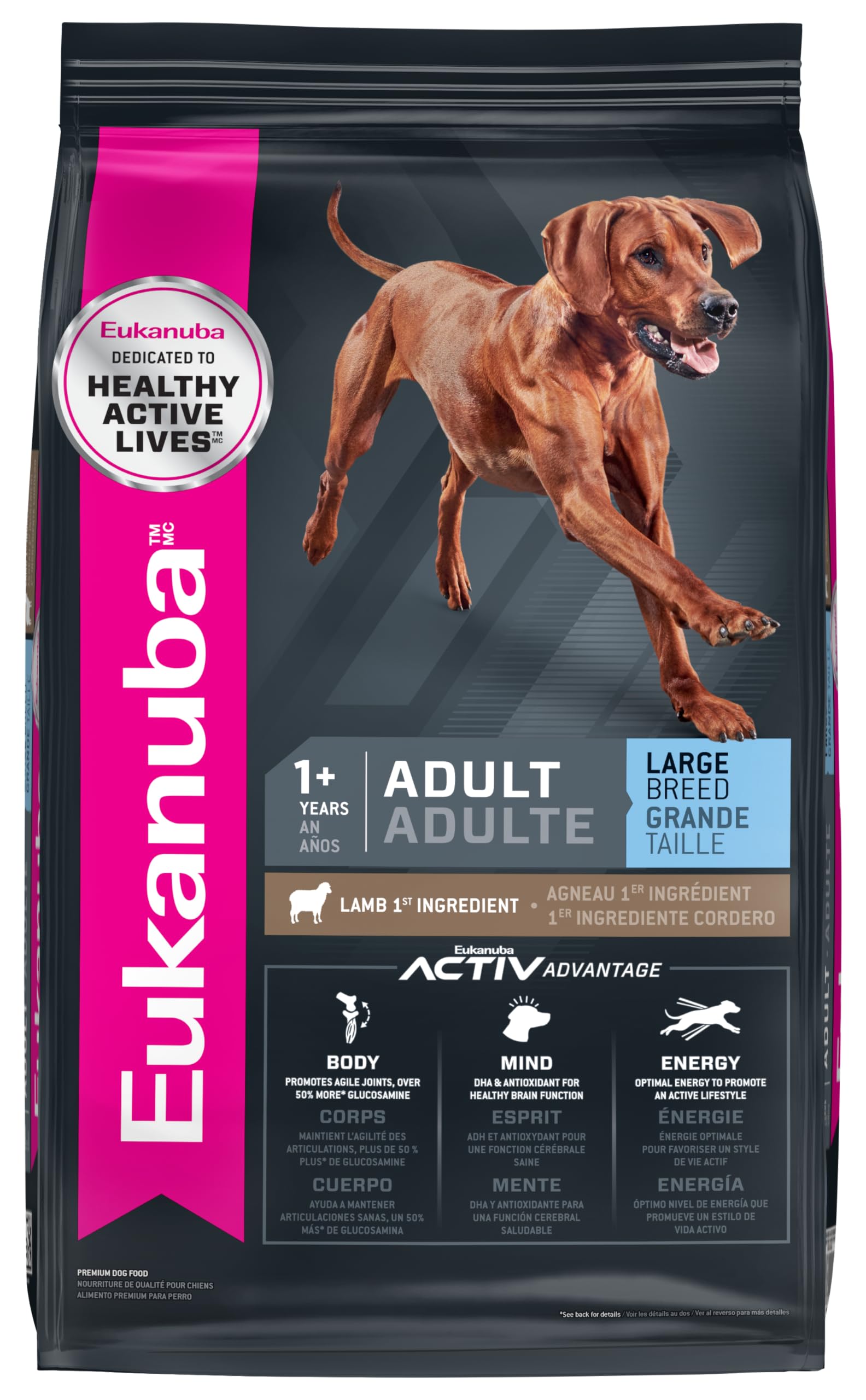 Eukanuba Adult Large Breed Dog Food Dry, Lamb 1st Ingredient, Dog Food Dry Formula for Large Dogs with Protein, DHA and Vitamins