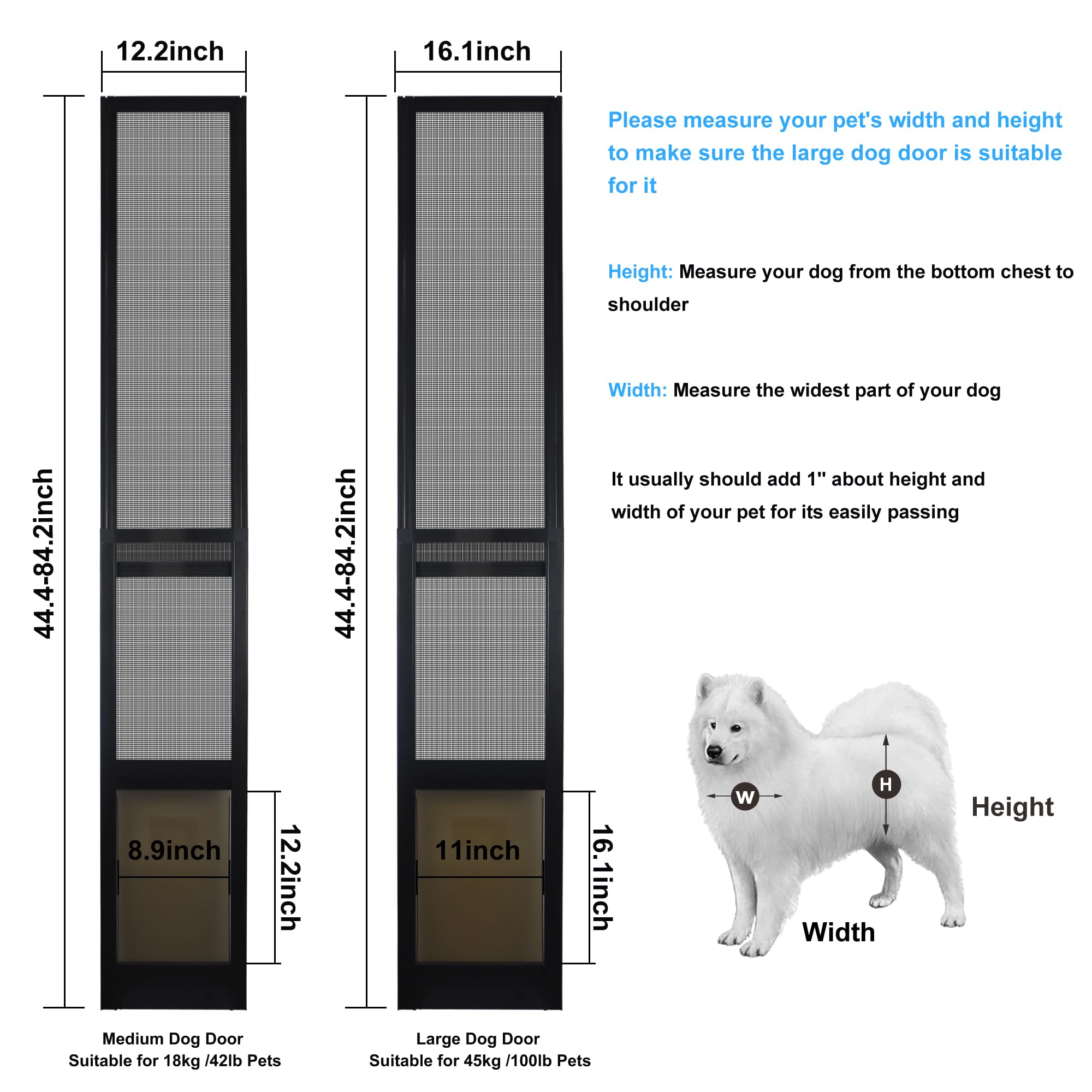 Haniml Medium Dog Door For Sliding Glass Doors Doggie Door Insert For Patio Pets Door With Lockable Panel & Magnetic Closure Eas