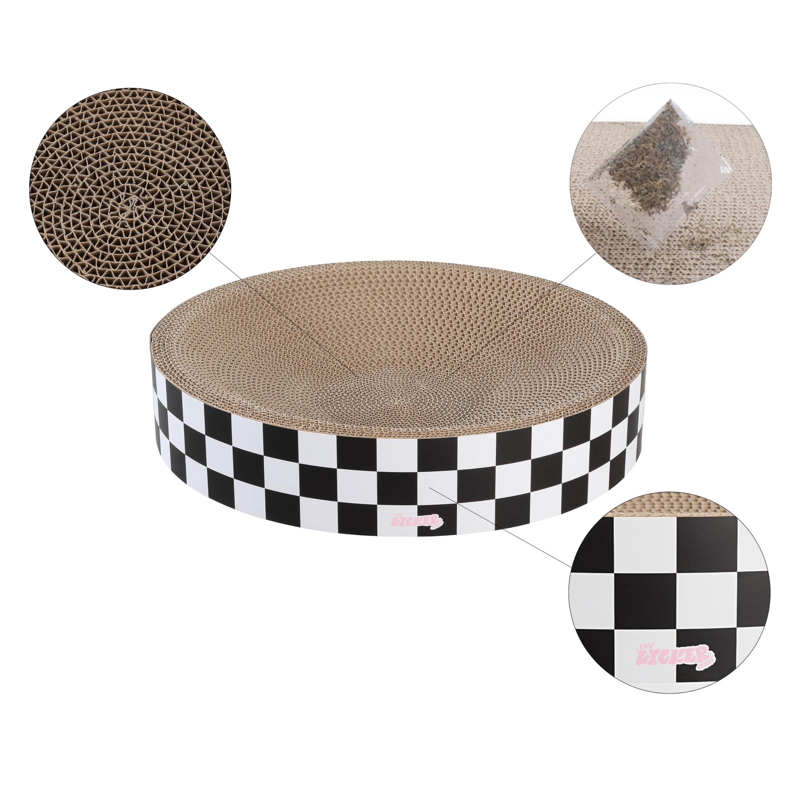 The Licker Store Csr1010F Nelson 20.13' Modern Cardboard Round Bowl Cat Scratcher With Catnip, Checkered