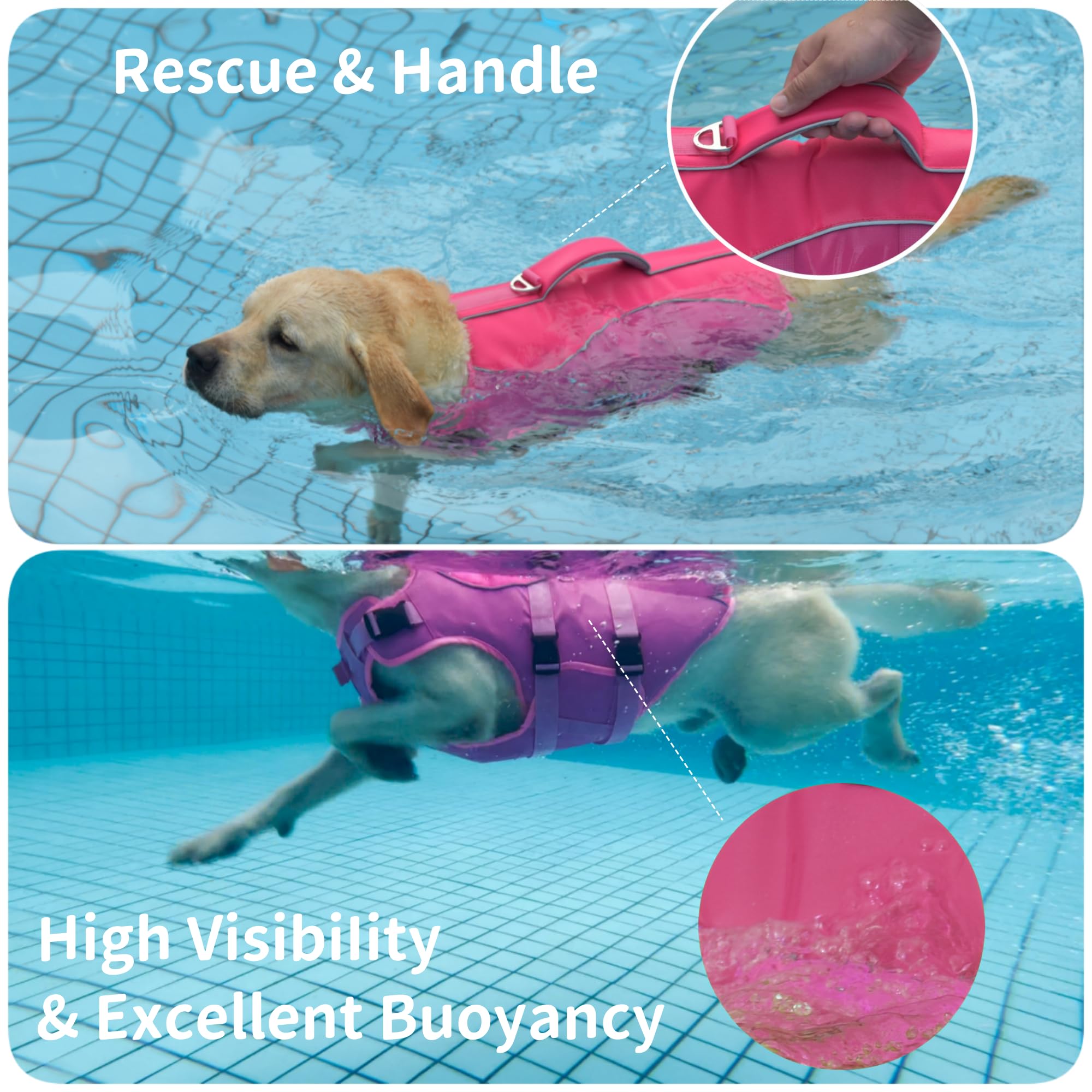 Petdsh Dog Life Jacket Medium, High Flotation Dog Life Vest For Swimming Boating, Reflective Puppy Lifejacket With Superior Buoy