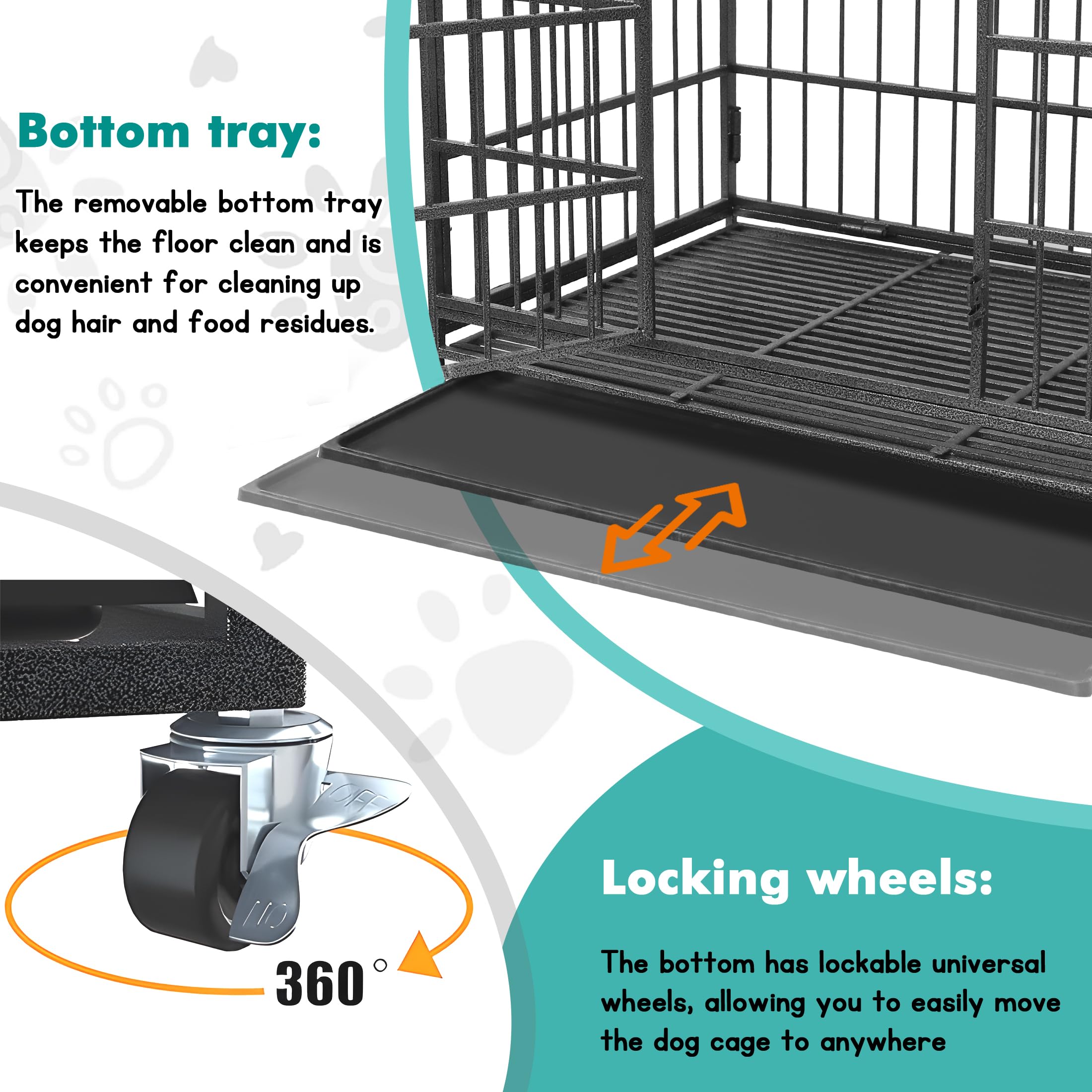 Xpiy Large Dog Crate - 57/48 Inch Metal Kennel For Medium And Small Dogs, Safe Indoor & Outdoor Xl Big Puppy Cage, Pet Playpen Y