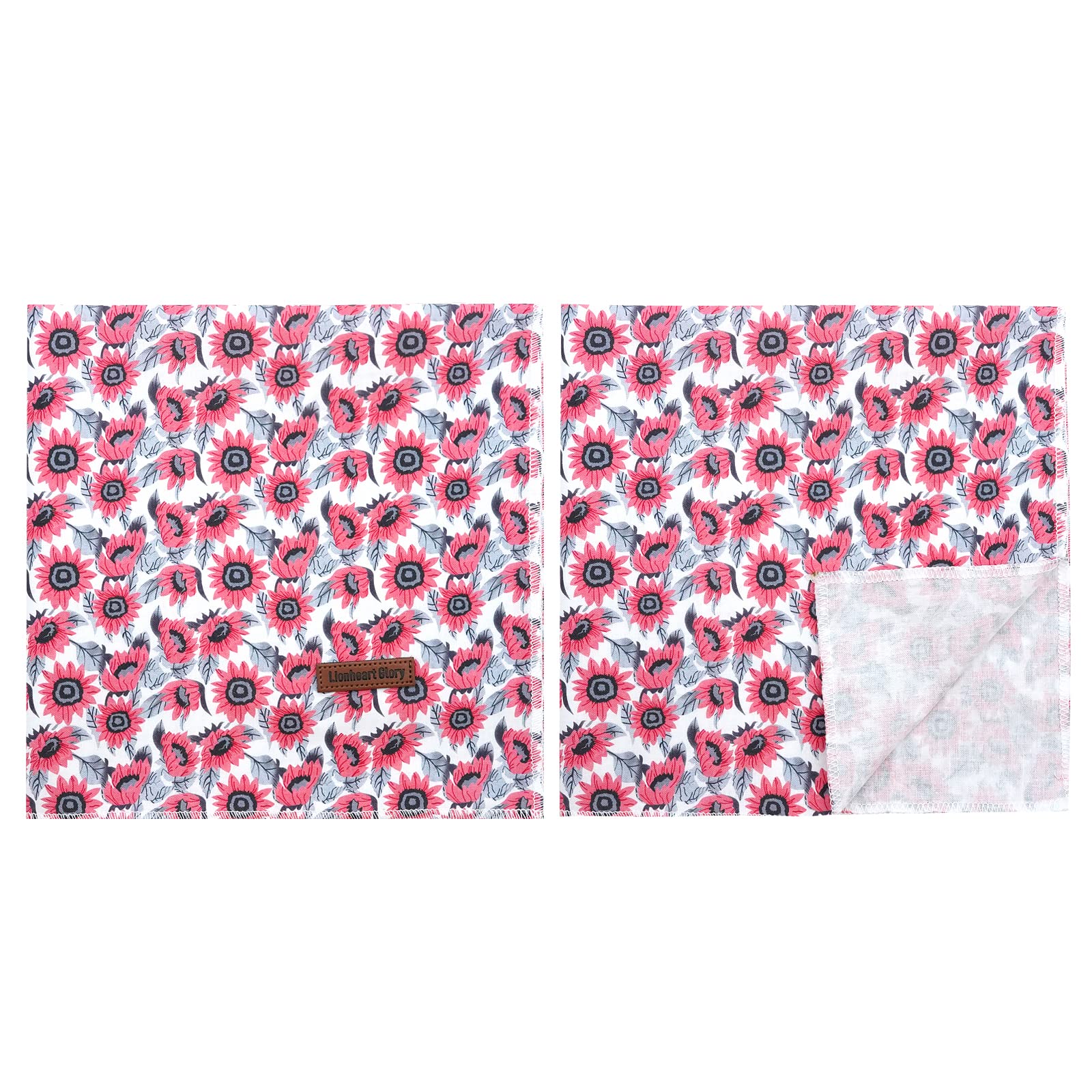 Lionheart Glory Pink Flower Bandana 1 Pack - Washable Soft Scarf, Square Adjustable For Small Dogs And Cats
