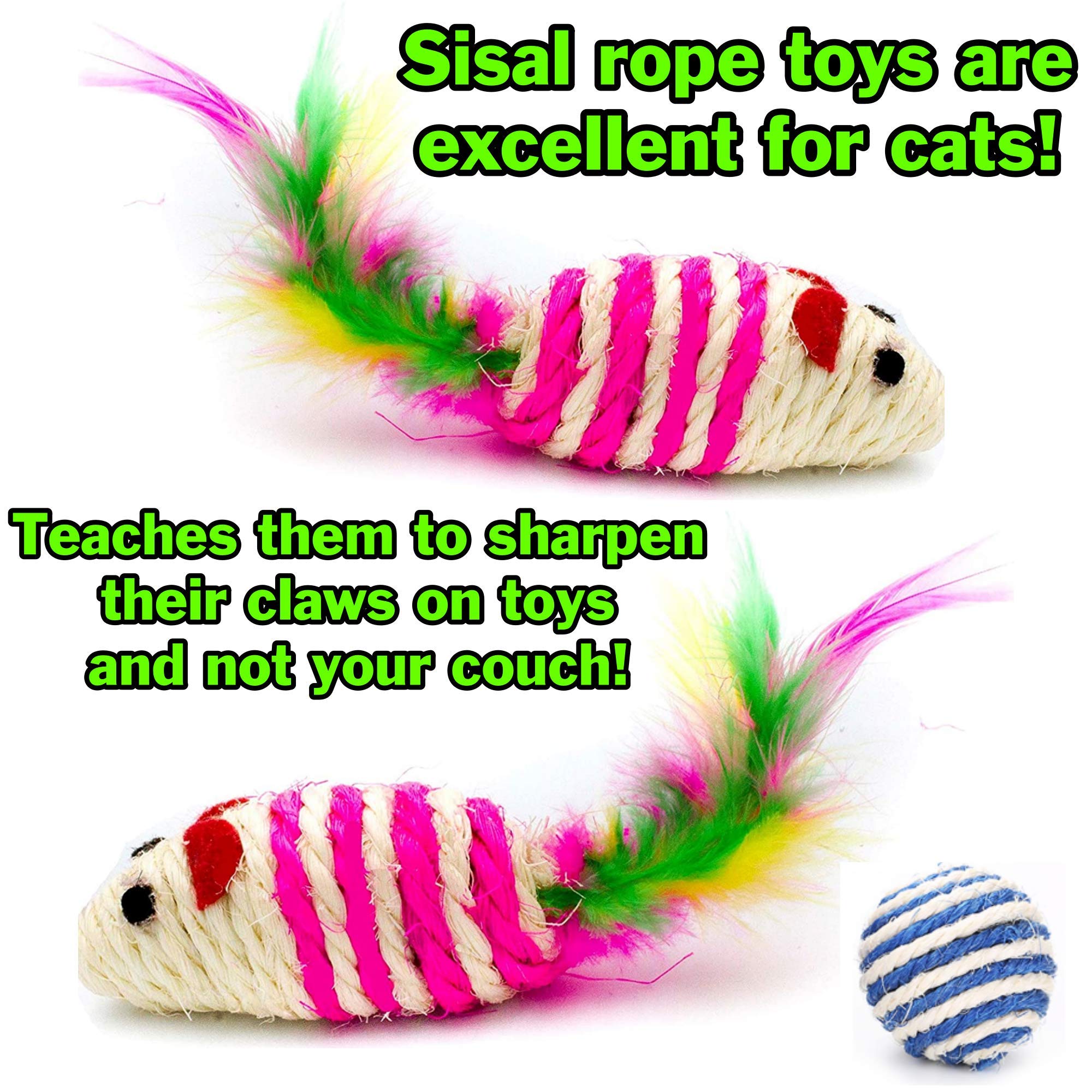 Smokey'S Stash Catnip Filled Cat Toys With Sisal Mouse And Ball