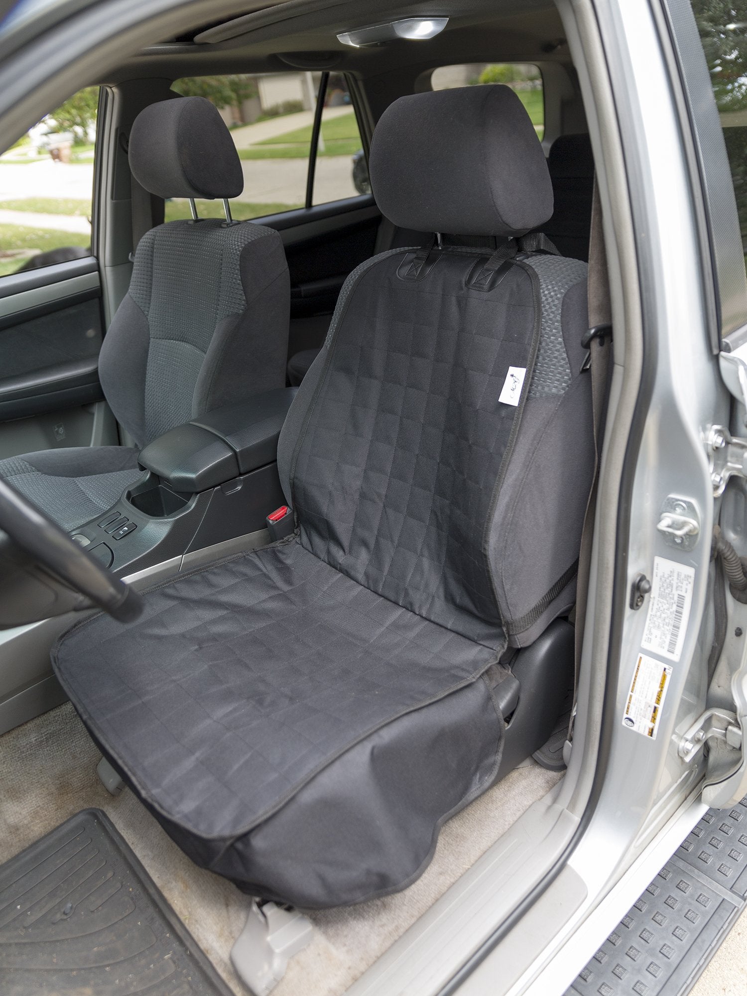 DAK Brands Black Universal Front Seat Cover for Cars/SUVs/Trucks - Easy Install, Waterproof, Non-Slip, Pet Hair & Scratch Protection