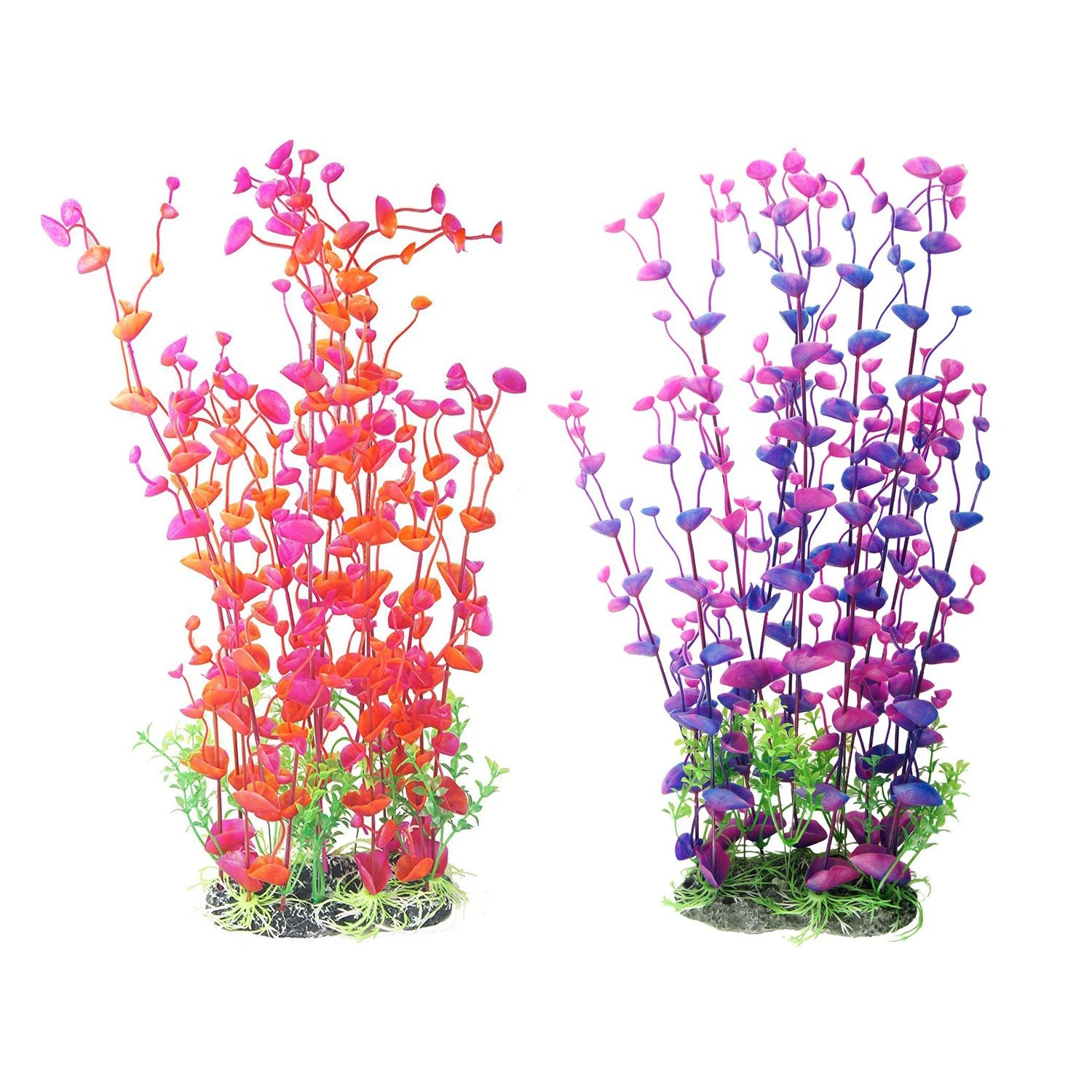 Cnz 2-Pack Aquarium Decor Fish Tank Decoration Ornament Artificial Plastic Red/Purple 16-Inch Tall