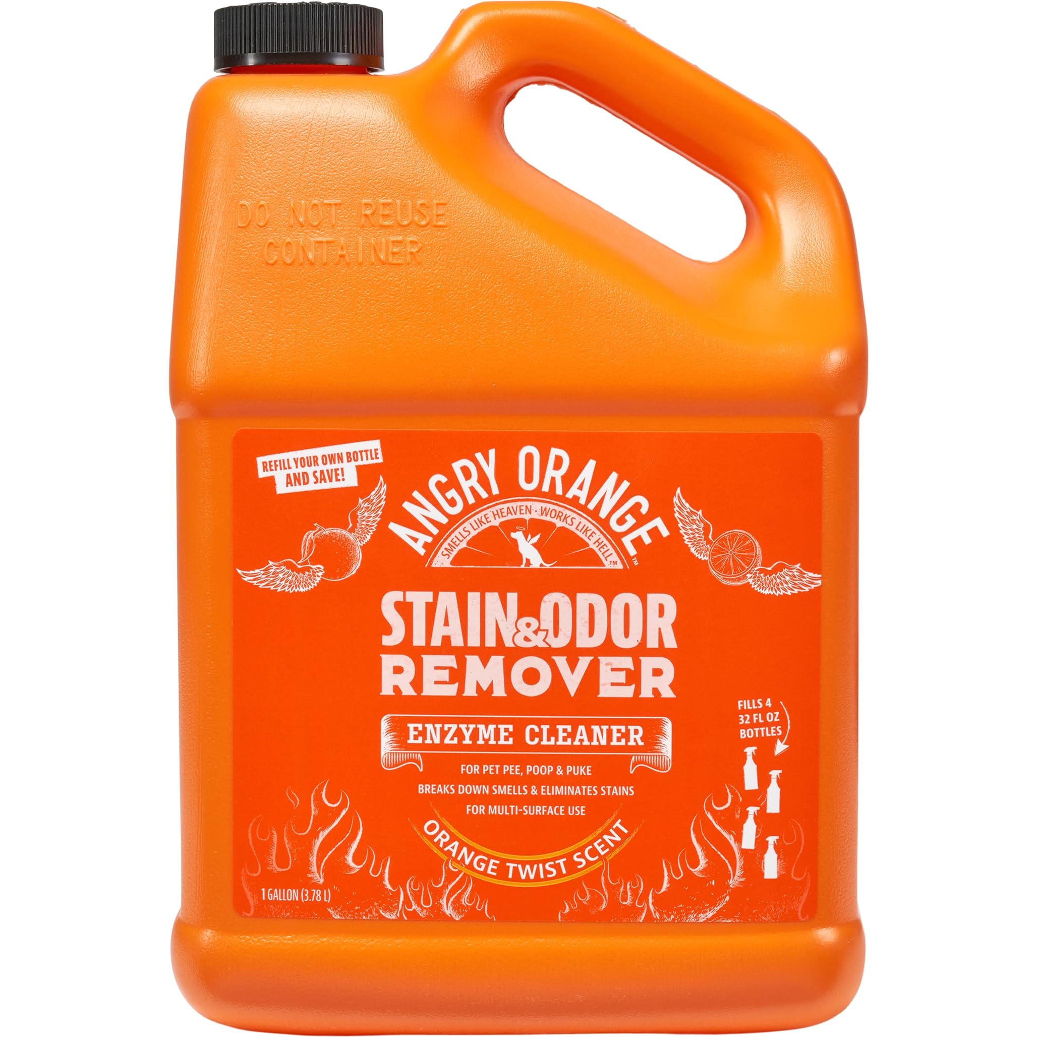 Angry Orange Pet Stain Remover For Dog Urine And Stains - Enzyme Cleaner - Citrus - 1 Gallon
