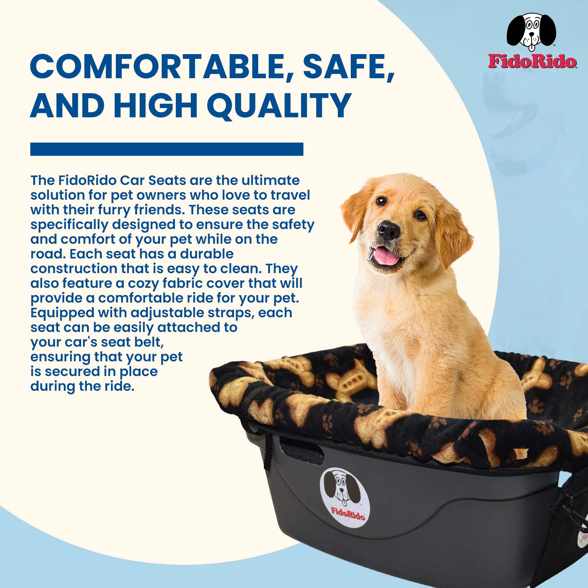 Fidorido Dog Car Seat - Pet Booster Seat For Small To Large Dogs With Comfortable Cushions, Sherpa Cover, And Safety Straps, Easy To Install, Ideal For Travel, Red, Black Paw Prints - Small Harness