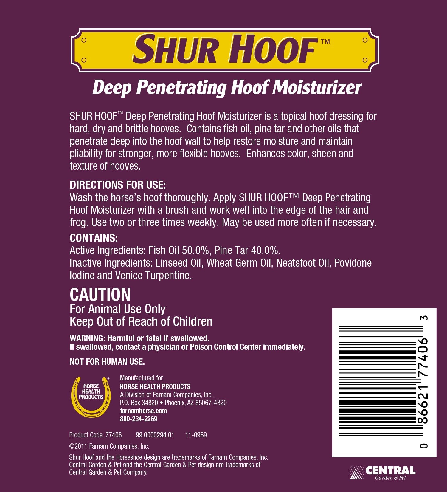 Farnam Horse Health Shur Hoof Deep-Penetrating Hoof Moisturizer, 1 gallon