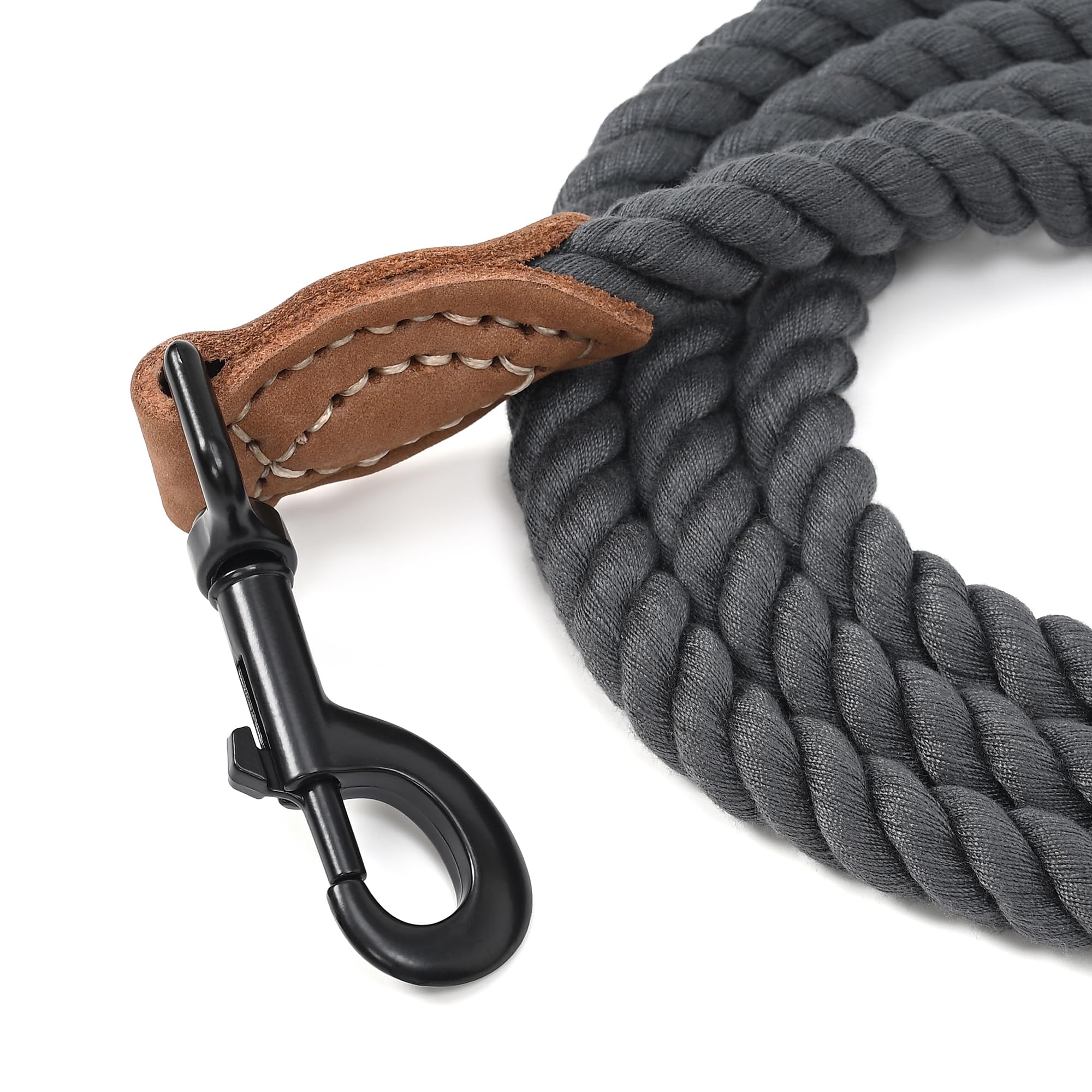Mile High Life Braided Cotton Rope Leash With Leather Tailor Handle And Heavy Duty Metal Sturdy Clasp (Blue Green, 48 Inch (Pack Of 1))