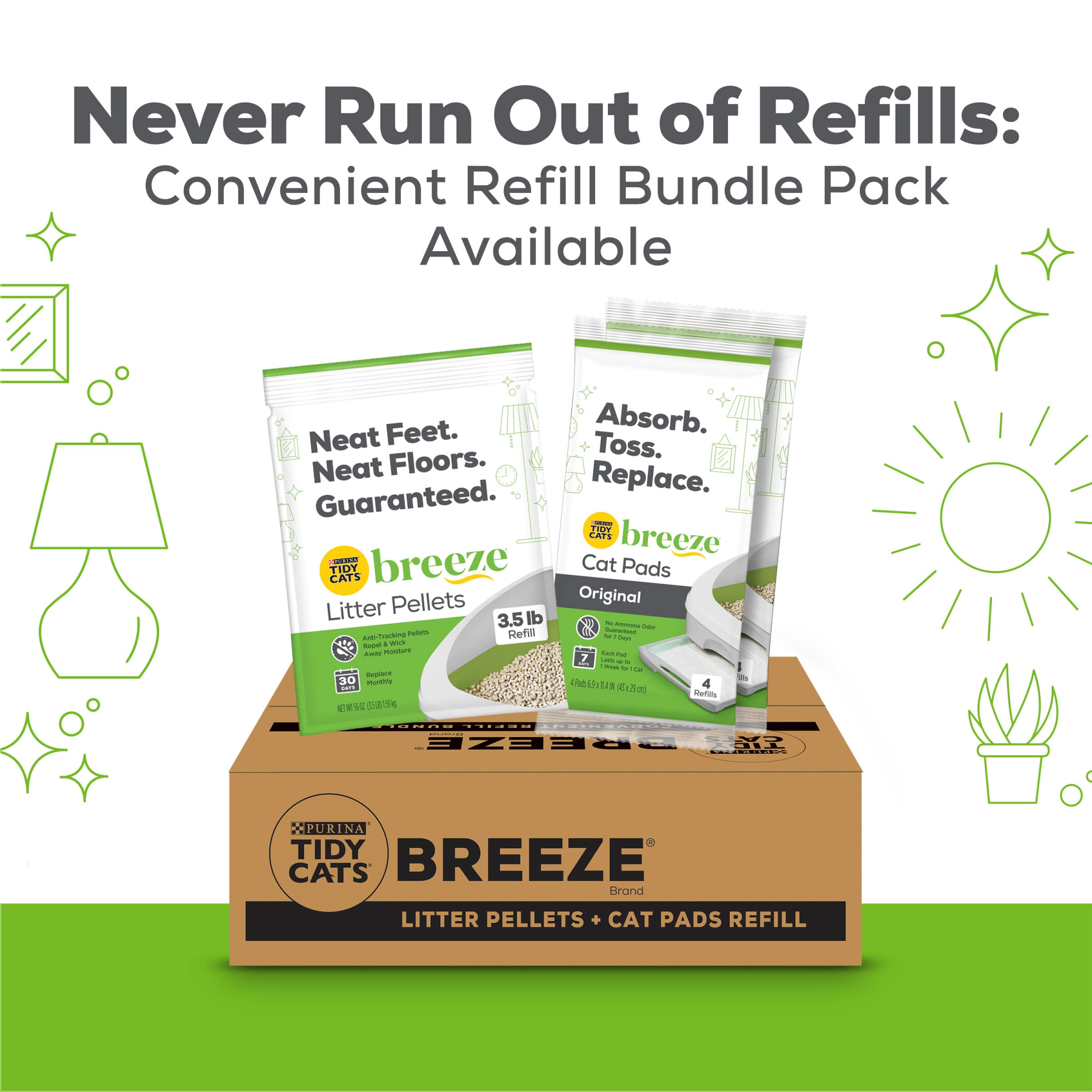 Purina Tidy Cats Cat Litter Breeze Pads Spring Clean Fragranced Cat Litter Pads Refill Pack - (Pack Of 10) 4 Ct. Pouches