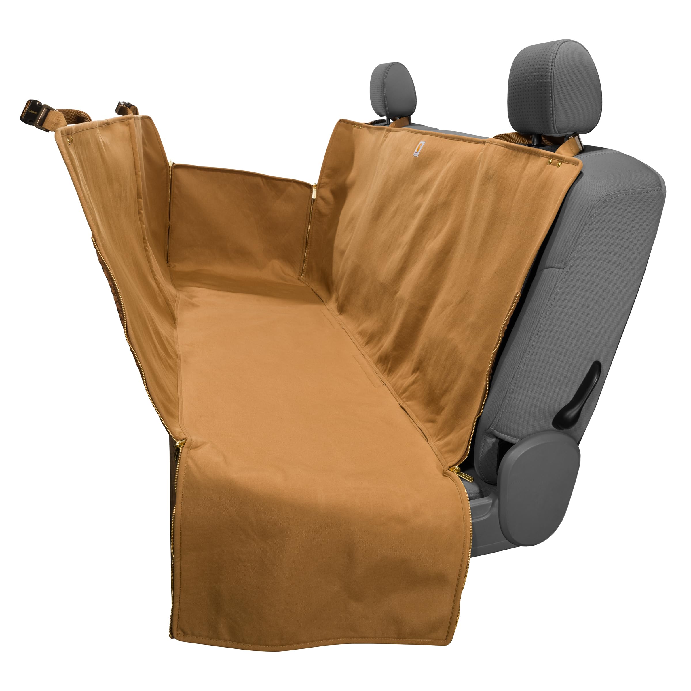 Carhartt Universal Fitted Nylon Duck Pet Hammock Car Seat Protector, Dog Back Seat Cover, Carhartt Brown