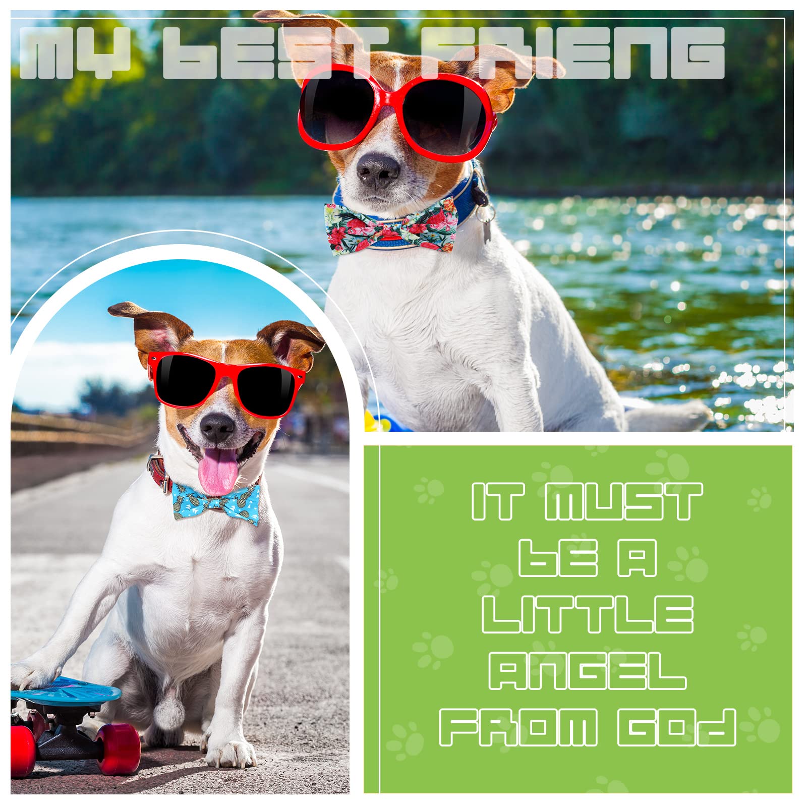 16 Pcs Dog Bow Ties Slide Dog Collar Bows Summer Hawaiian Styles Dog Collar Attachment Bows With Rubber Bands Dog Bow Ties For Large Dogs Spring Summer Grooming Independence Day (Fresh Style)