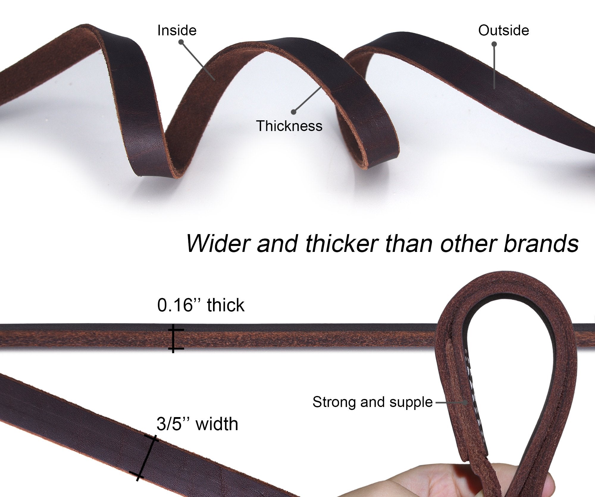 Yoogao Pet Genuine Leather Dog Training Leash. 4/6 Ft Length 3/5 Inch Width For Medium And Large Dogs.(4 Feet)