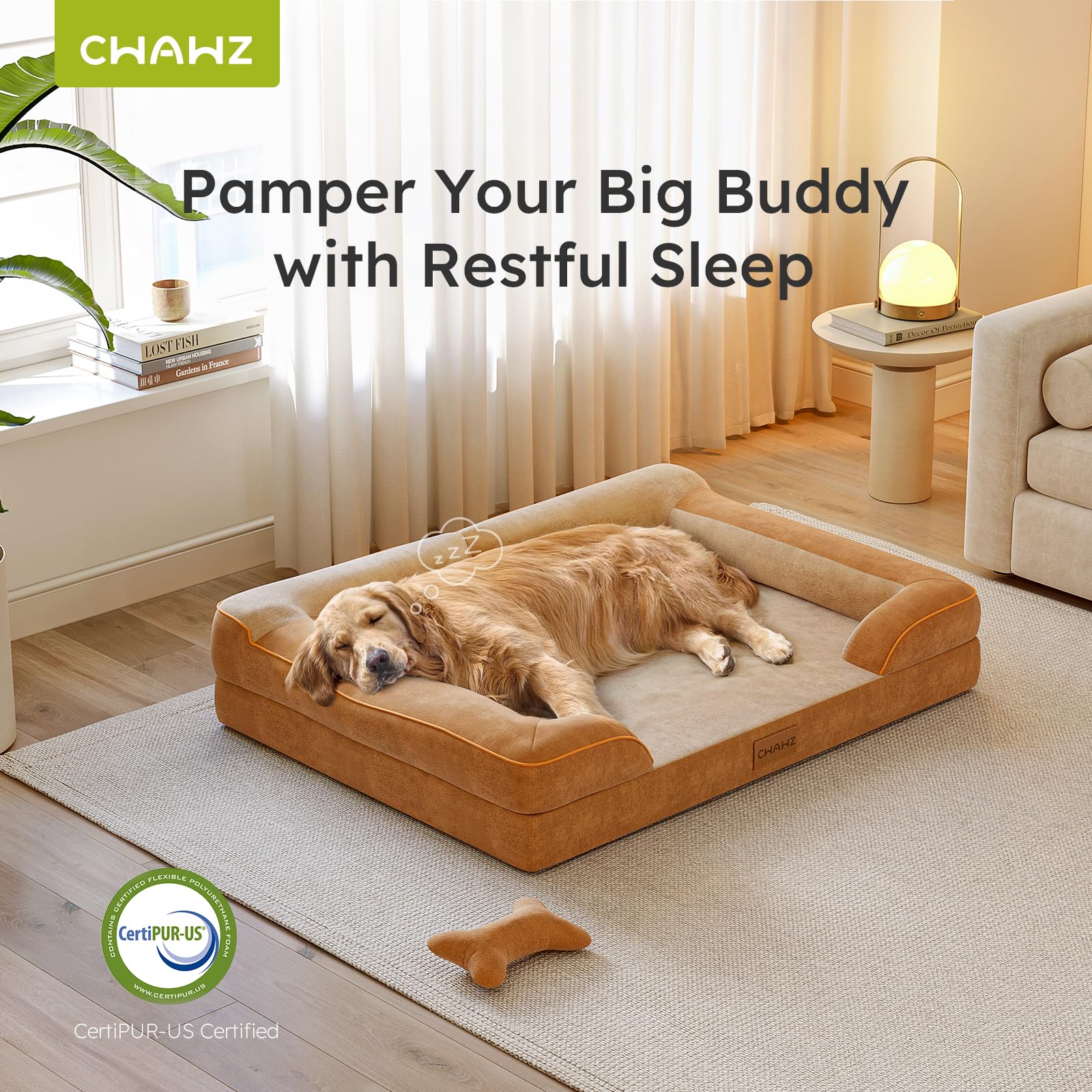 Cwawz Dog Beds For Large Dogs, Orthopedic Dog Bed With Cooling Gel Memory Foam, Waterproof Large Pet Bed With Removable Washable