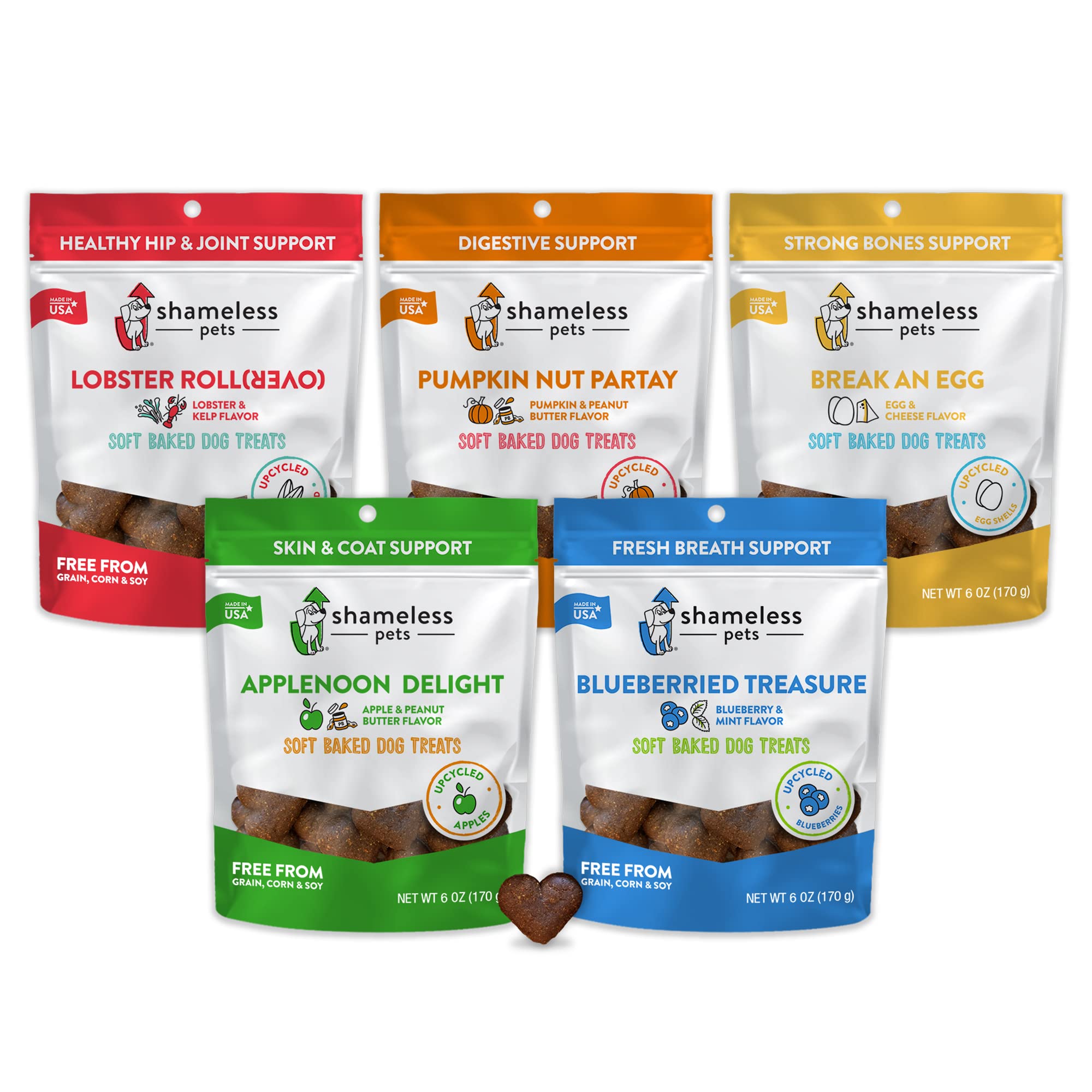 Shameless Pets Soft-Baked Dog Treats, Variety 5-Pack - Natural & Healthy Dog Chews for Small, Medium & Large Dogs - Biscuits Bak