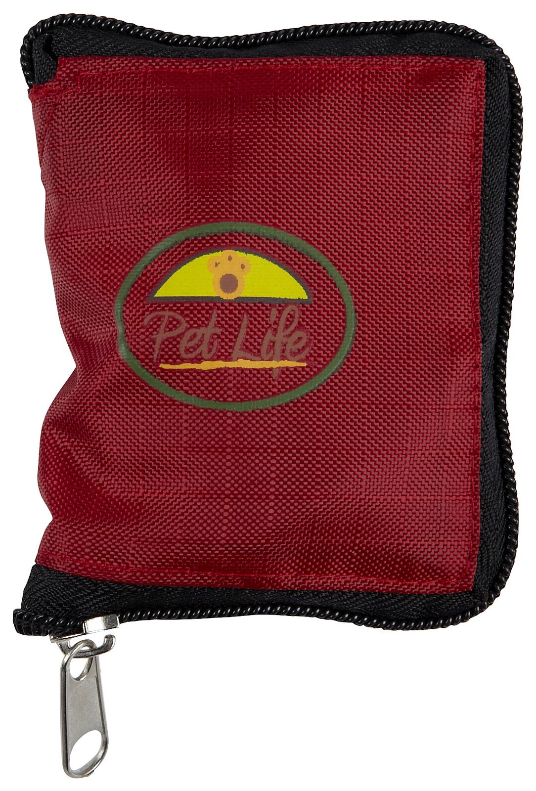 PET LIFE Wallet Folding Waterproof Zippered Collapsible Folding Travel Pet Dog Cat Bowl Feeder Waterer, One Size, Red