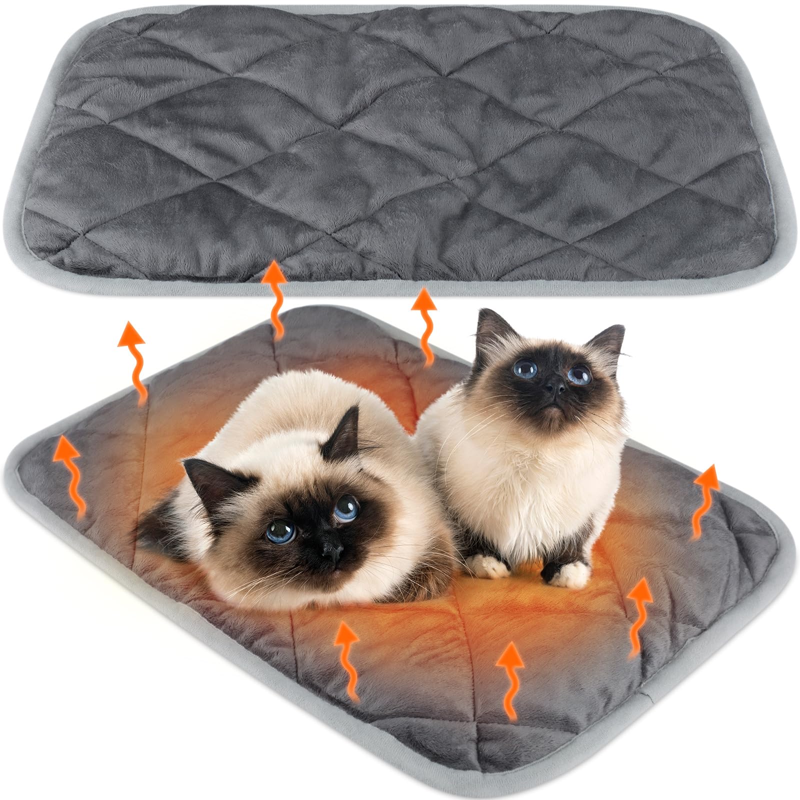 Clysee 2 Pack Self Heating Cat Mat Self Warming Pet Pads Washable Kennel Mat Dog Crate Pad Reflects Body Heat Non Skid Cat Therm