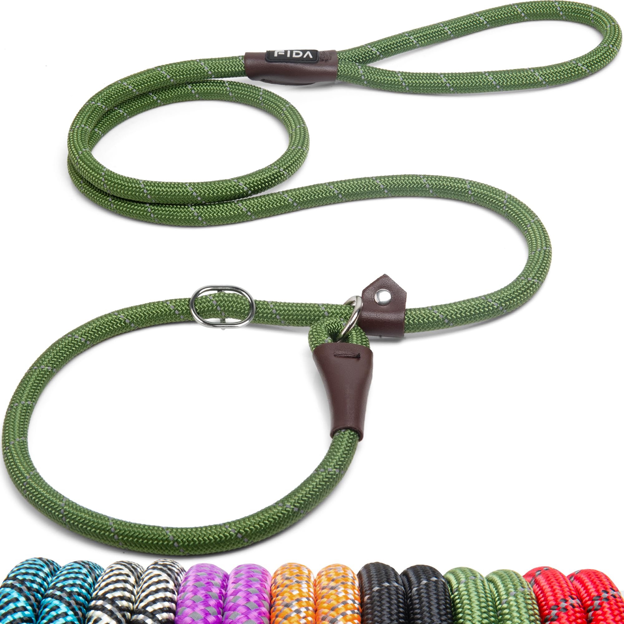 Fida Durable Slip Lead , 6 Ft X 1/2'' Heavy Duty Loop Leash, Comfortable Strong Rope Leash For Large, Medium Dogs, No Pull Pet T