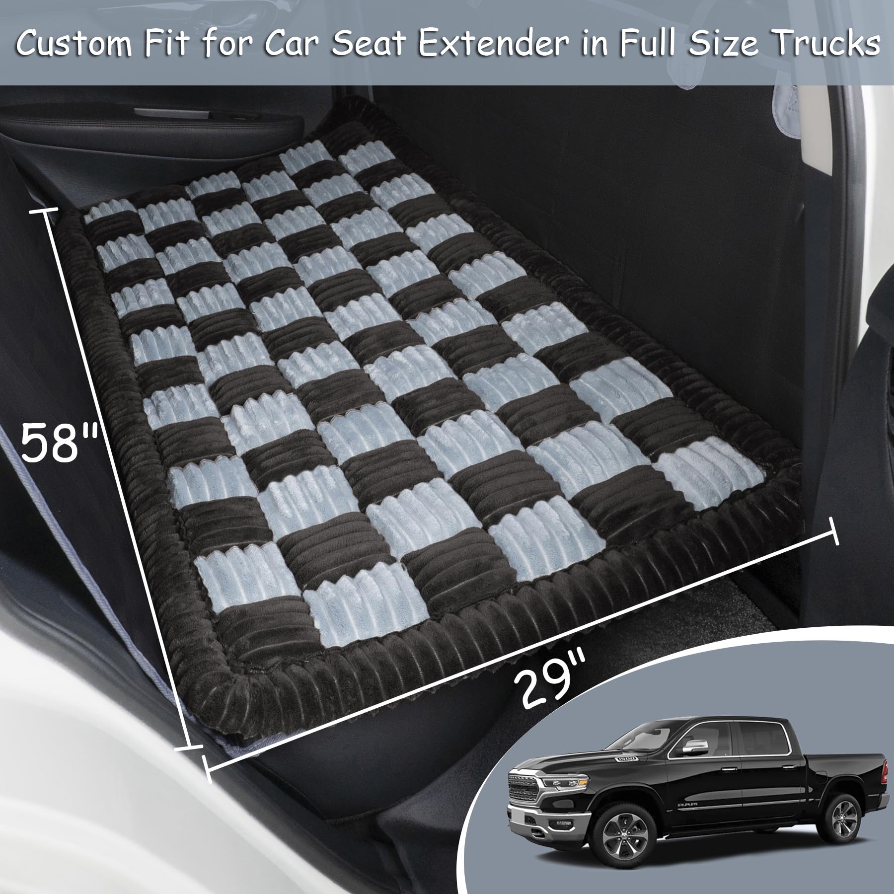Dog Bed Mat For Trucks, Non-Slip Car Dog Bed For Pickup Back Seat Extenders, Soft Furry Travel Pet Blanket, Washable And Custom