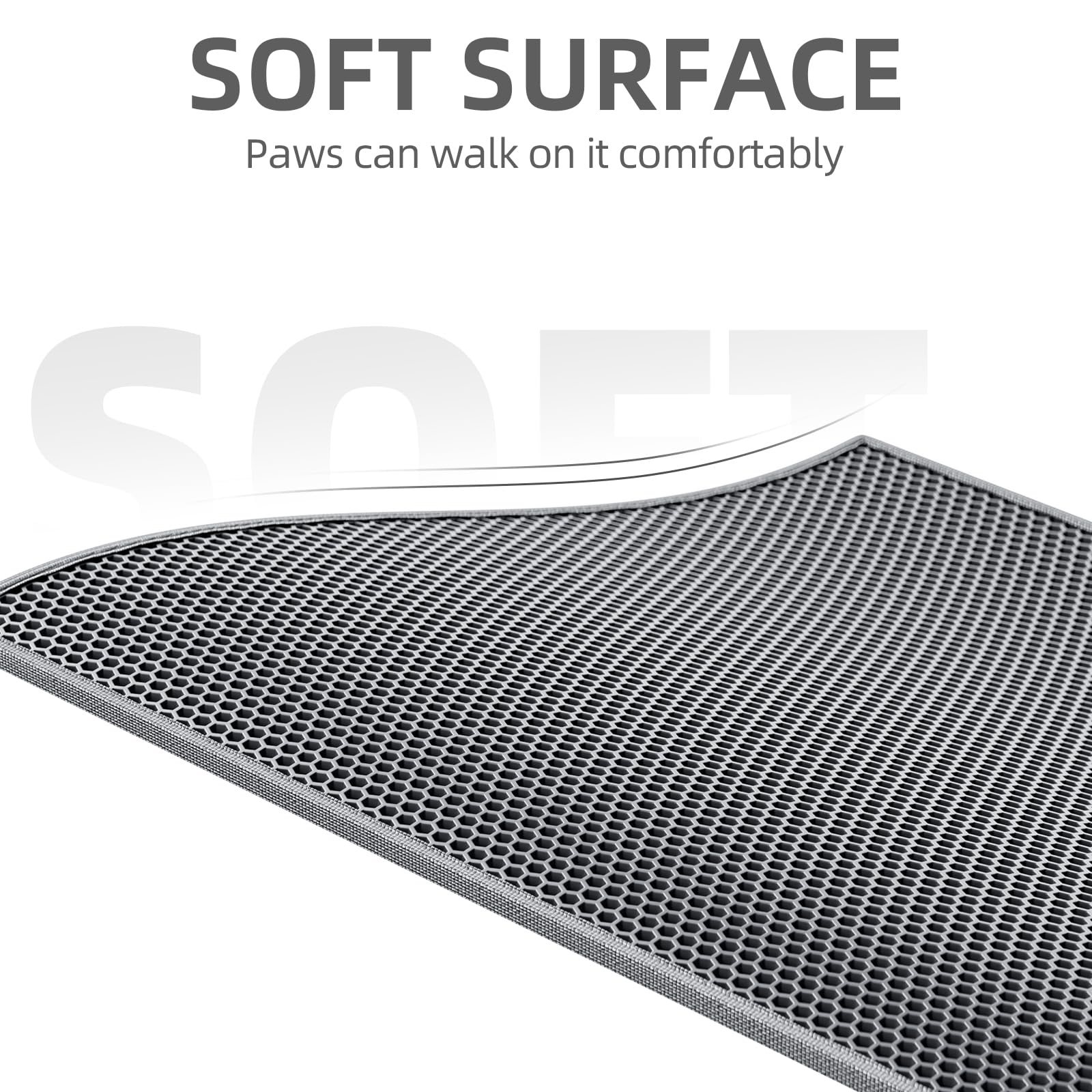 Esthello Cat Litter Mat, Cat Litter Trapping Mat, Honeycomb Double Layer Design, Easy To Clean,Washable (24 X 15 Gray