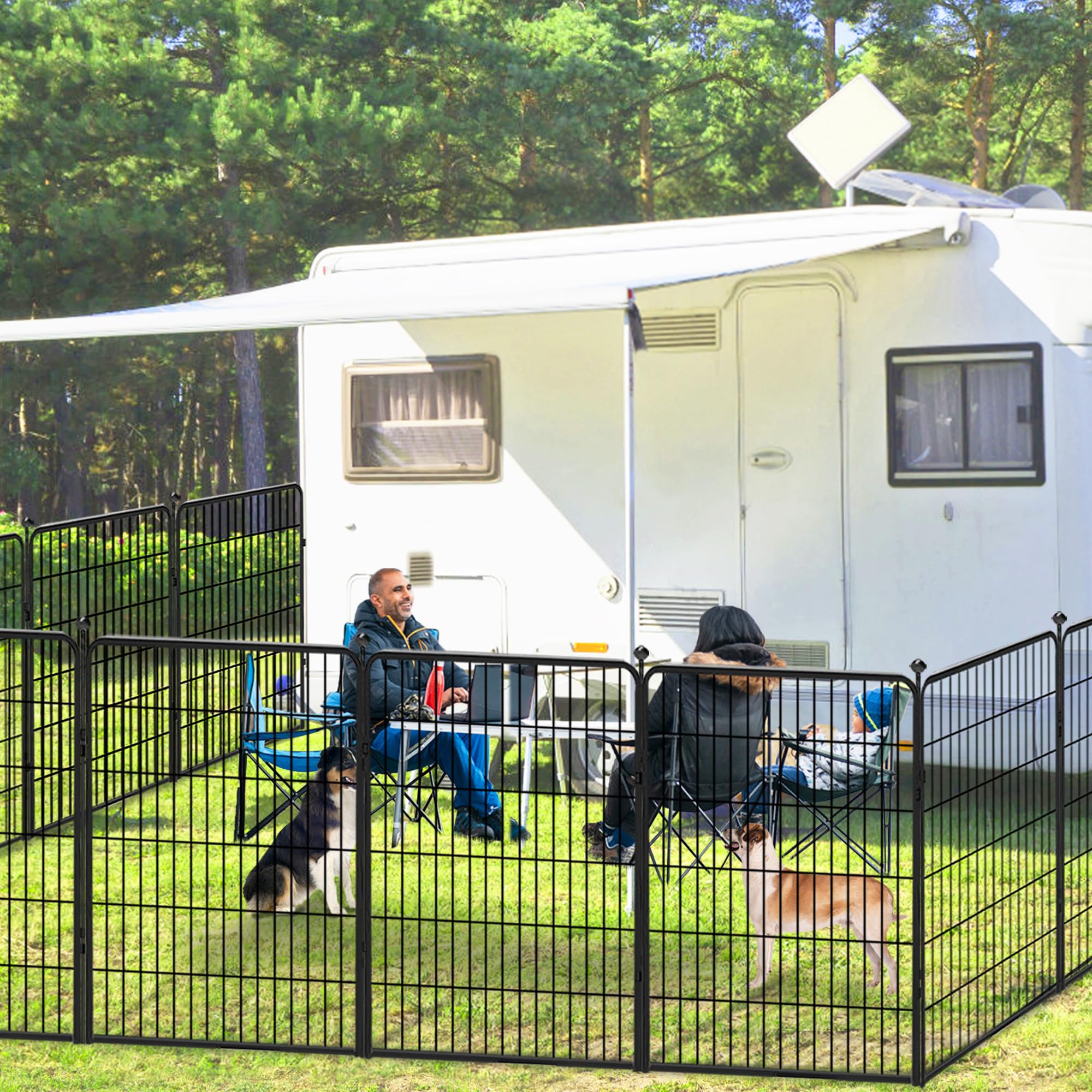 Jhsomdr Dog Playpen 40 inch 10 Panels Indoor Dog Pen for Large/Medium/Small Dogs Heavy Duty Metal Dog Fence Outdoor for Yard, Pu