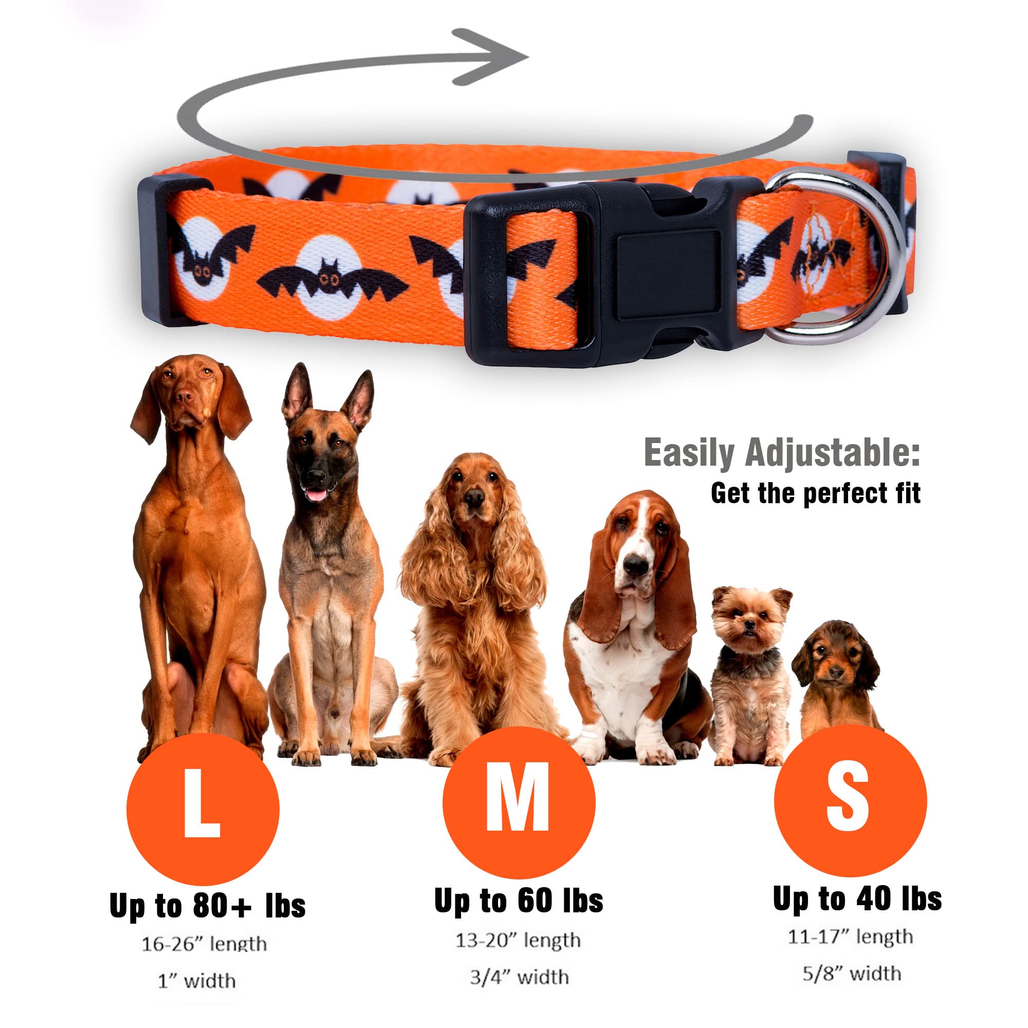 Native Pup Halloween Dog Collar (Large, Bats And Moon)