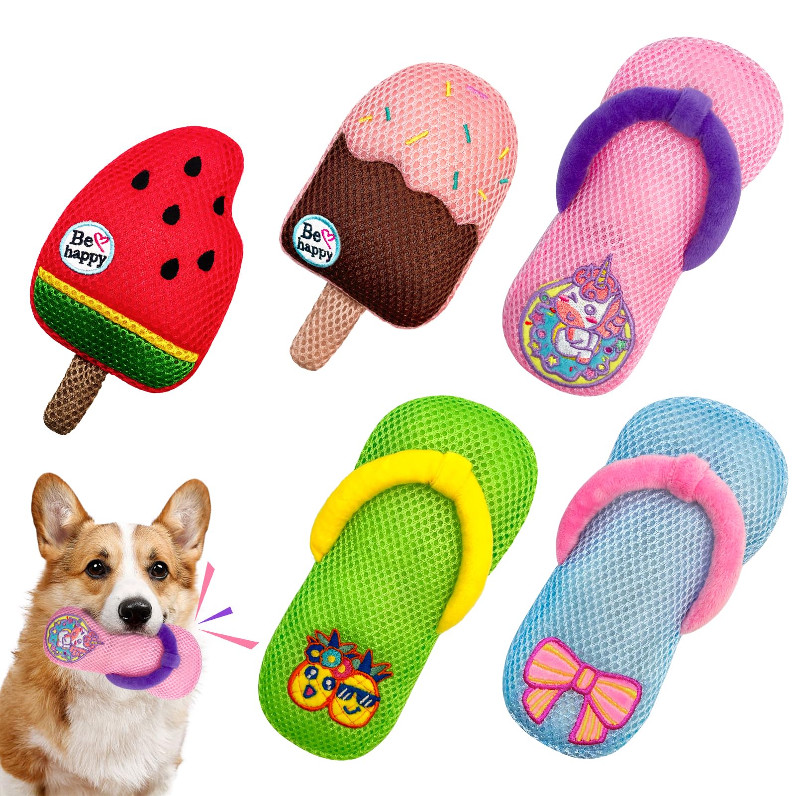 Lepawit Squeaky Dog Toys, Floating Dog Toys With Mesh For Cleaning Teeth, 3 Pack Interactive Dog Gifts For Small And Medium Dogs