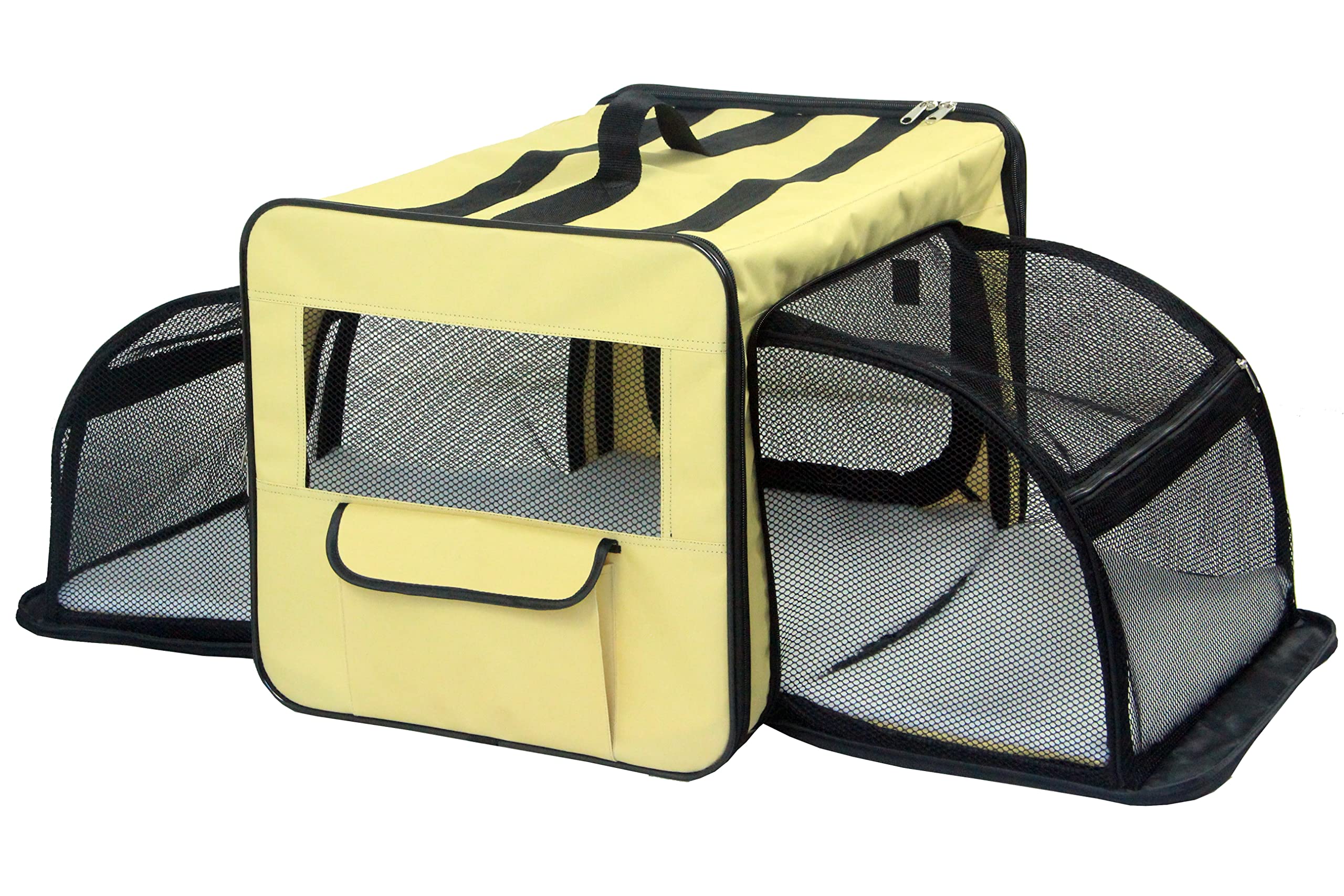 Pet Life Capacious Dual-Expandable Wire Folding Lightweight Collapsible Travel Pet Dog Crate(D0102H7030Y.)