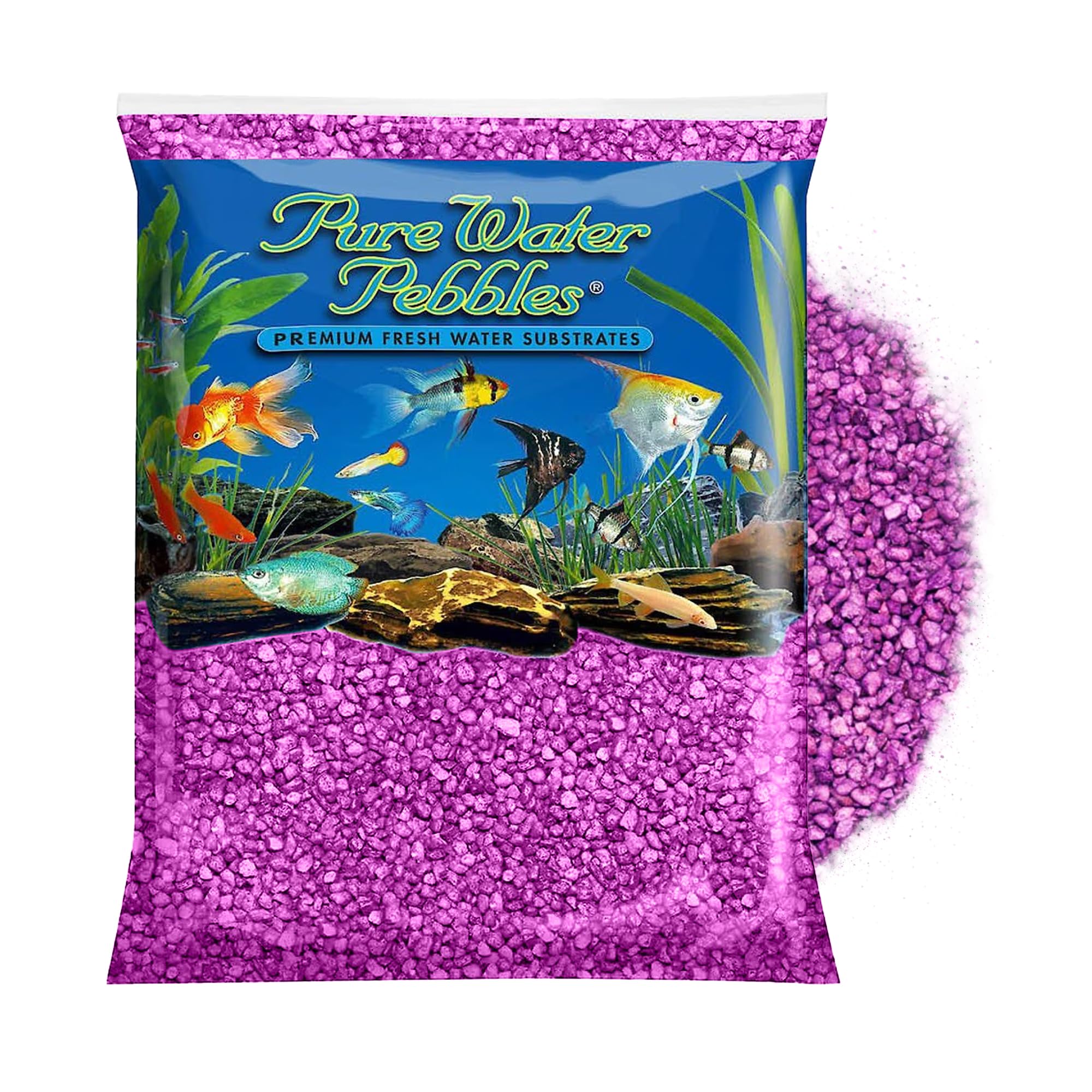 Pure Water Pebbles Purple Passion Aquarium Gravel, 2 Lbs - Premium Fish Tank Gravel, Decorative Aquarium Rocks, Ideal Fish Tank Accessories, Pebbles For Aquariums