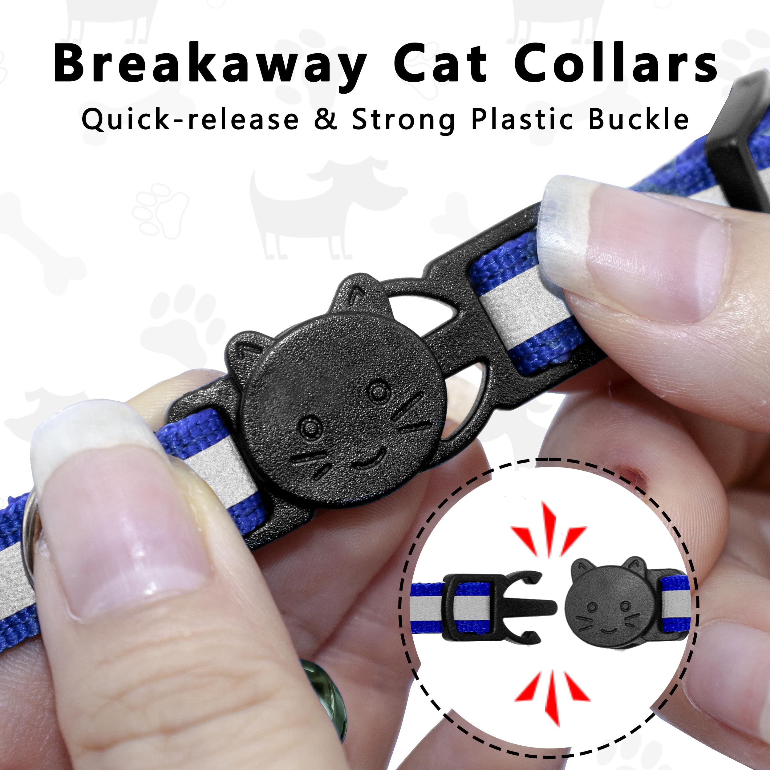 Seyezo Cat Collar With Air Tag Holder, Reflective Kitten Collar With Bell, Breakaway Airtag Cat Collar For Boys Girls Cats, Gps