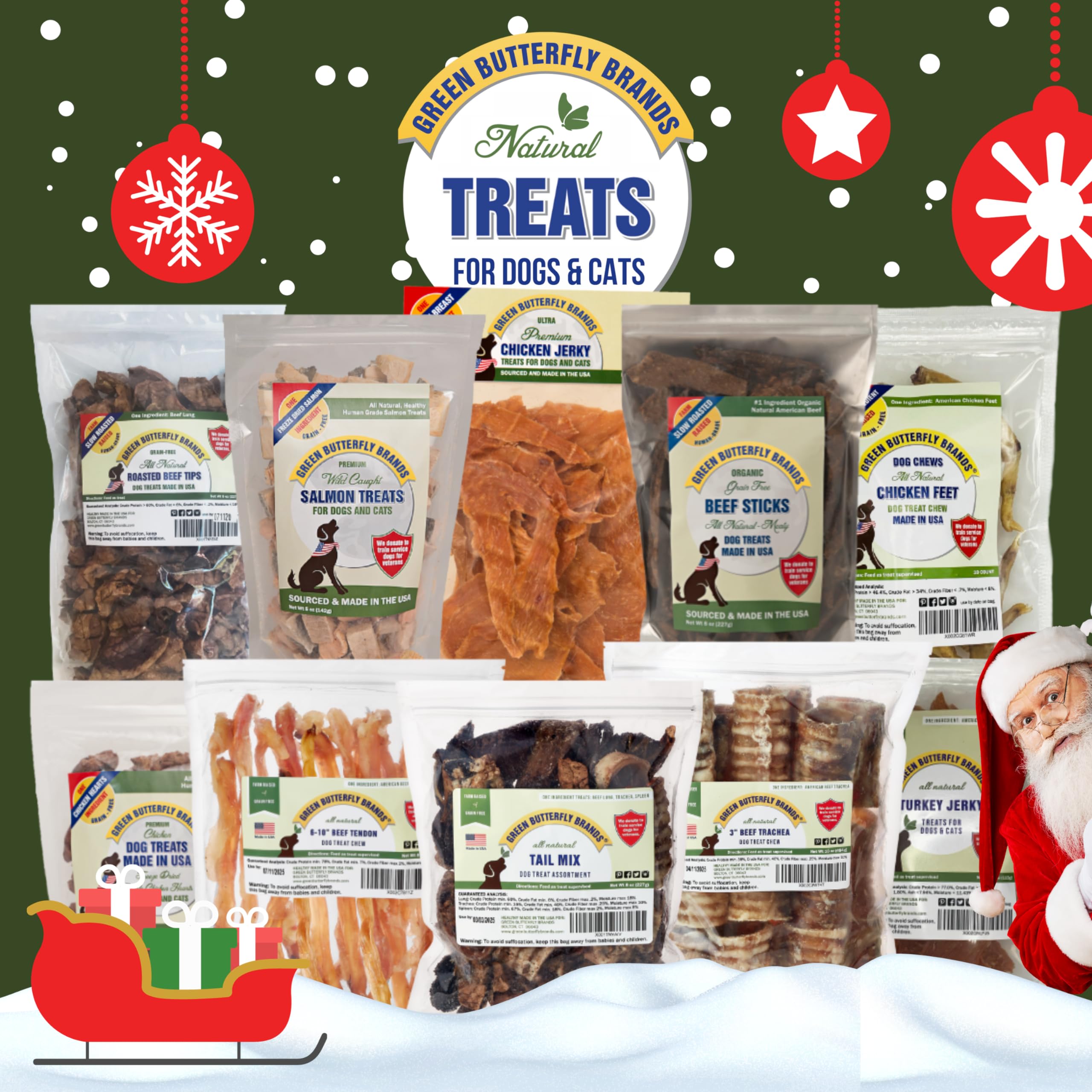 Green Butterfly Brands Premium Dog Treats Made in USA Only Natural, Meaty Beef Tips Slow Roasted, Crunchy American Beef Farm Rai