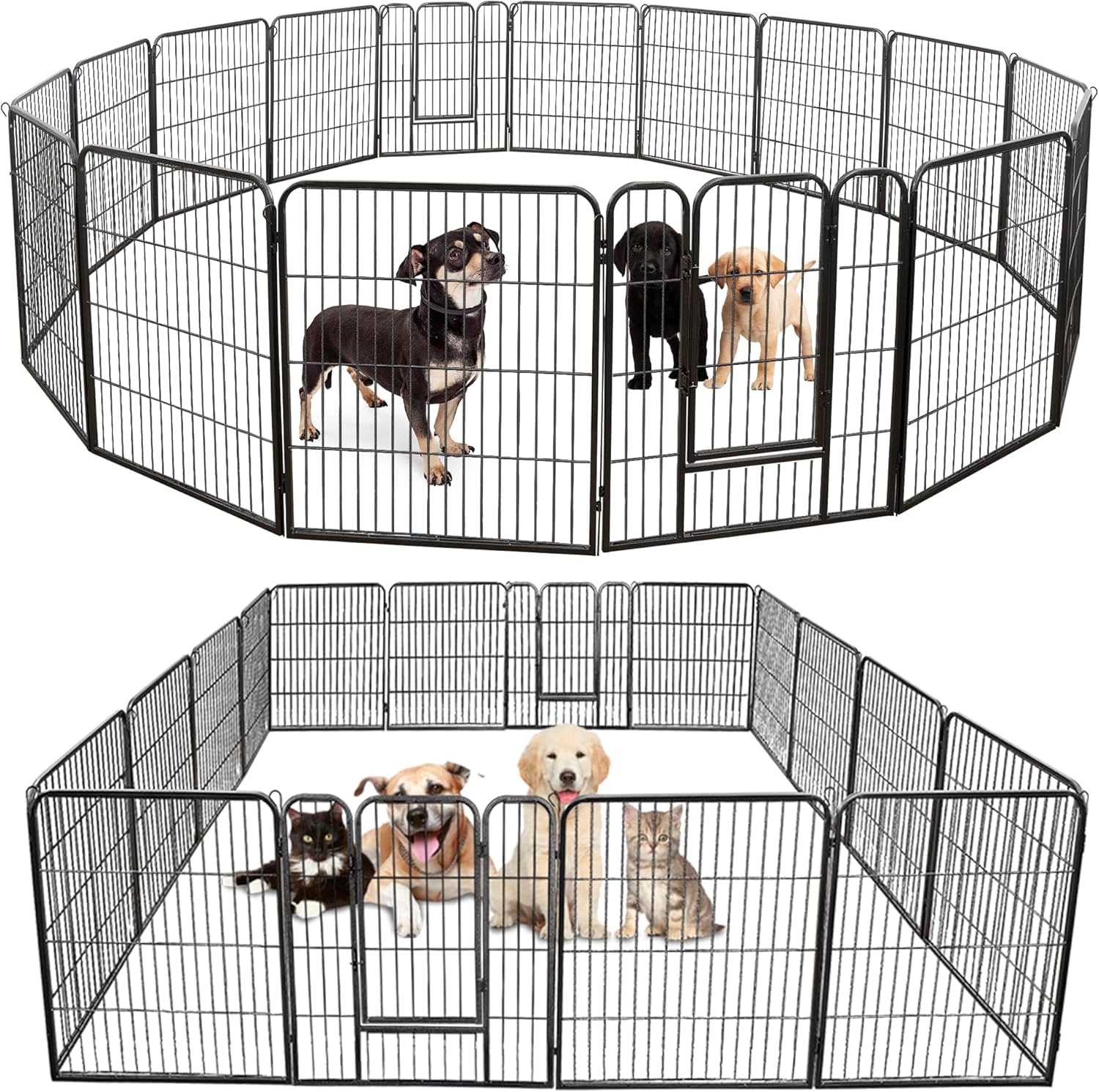 Lemy 16 Panels 32 In Pet Playpen Heavy Duty Metal Dog Exercise Fence Barrier,Outdoor & Indoor Foldable Pet Exericse Pen W/Door,B