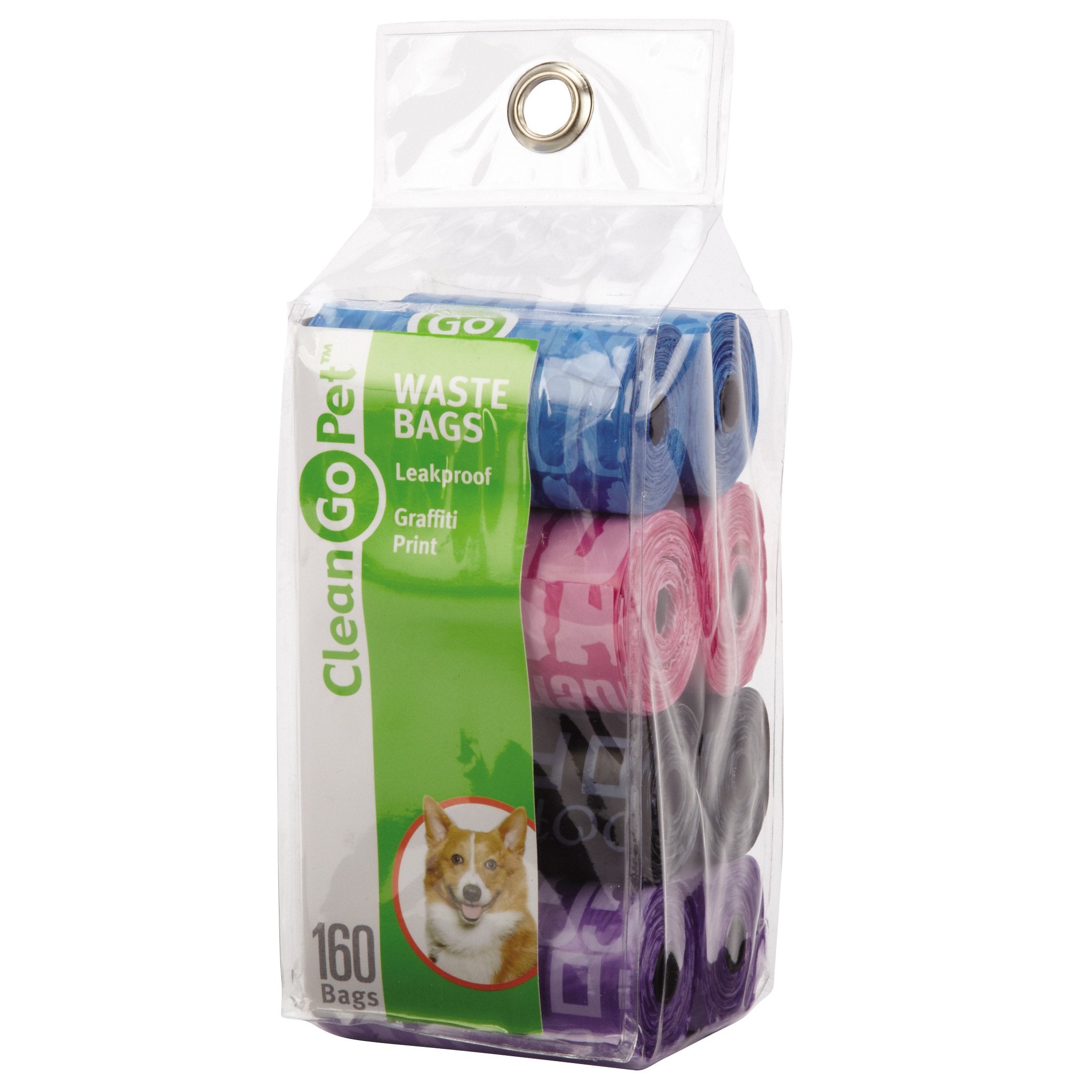 Clean Go Pet Dog Waste Bags, Value Pack, 8 Perforated Rolls Of 20 Durable Leakproof Plastic Poop Bags Per Roll
