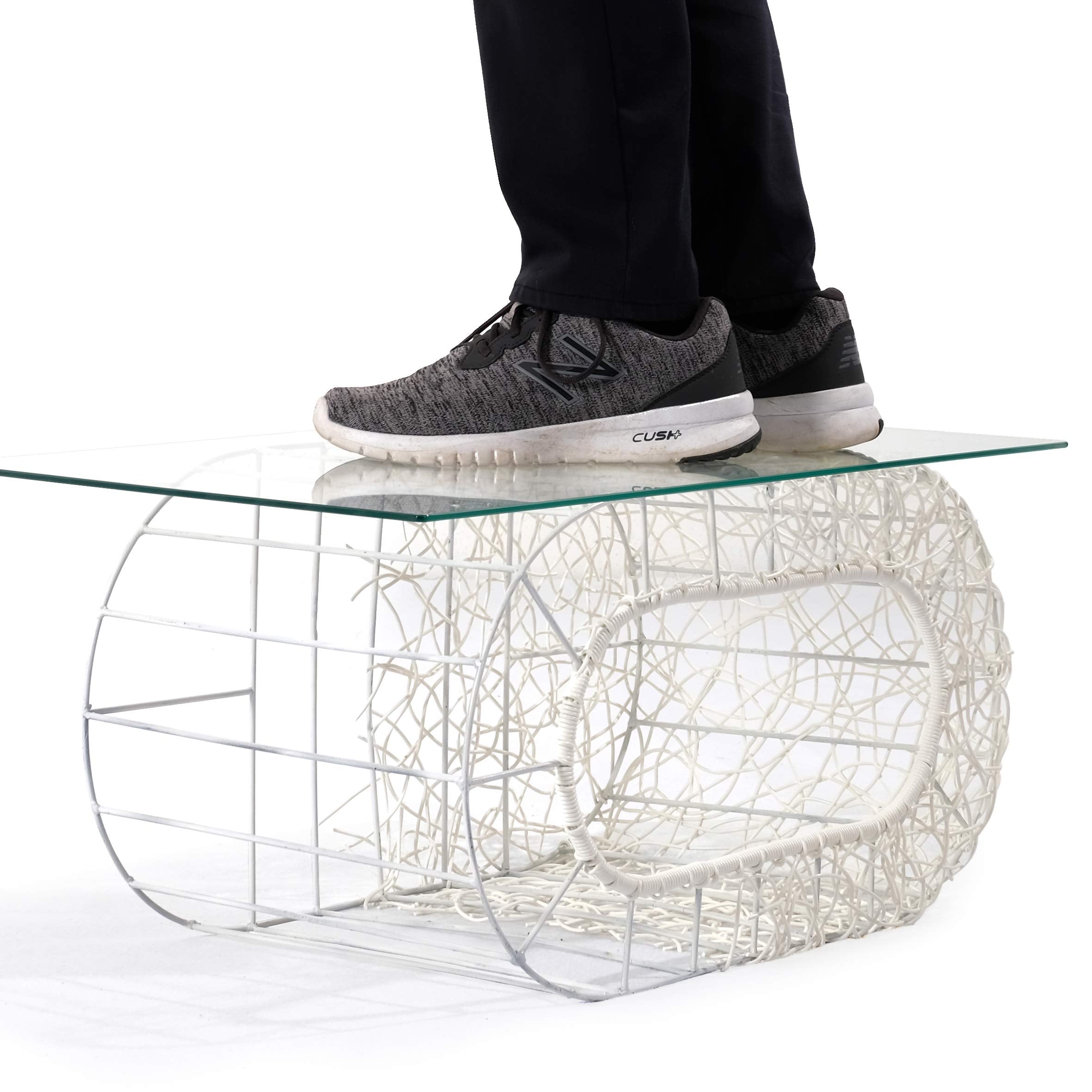 D+Garden Fun Stackable White Cat Condo For Indoor Cats - Interactive Play Rattan Modern Cat House For Indoor Cats Kitty, Pet Fri