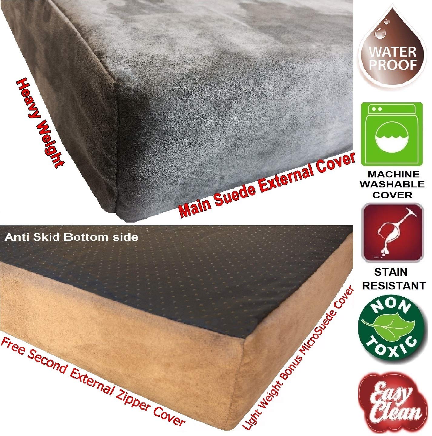 Dogbed4Less Extra Large Orthopedic Gel Memory Foam Dog Bed, Waterproof Liner, Machine Washable Cover And Extra Pet Bed Case, 40X