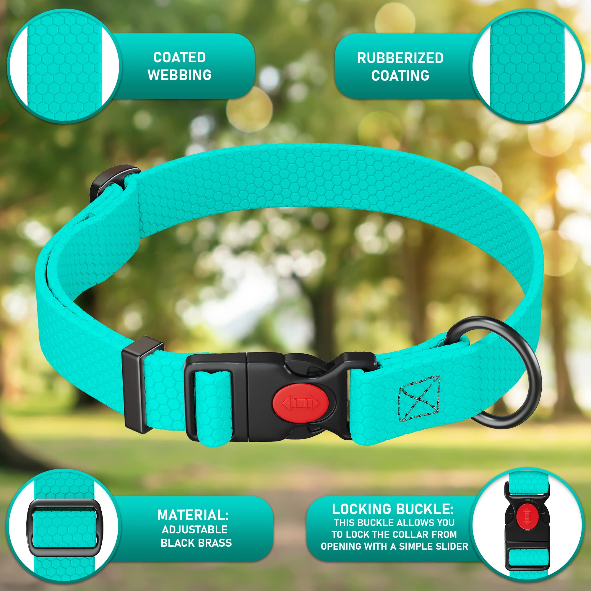 Nexapaw Adjustable Dog Collar With Qr Code Dog Tag Id Attached - Made In Usa - Honeycomb Waterproof Heavy Duty Dog Collar With S