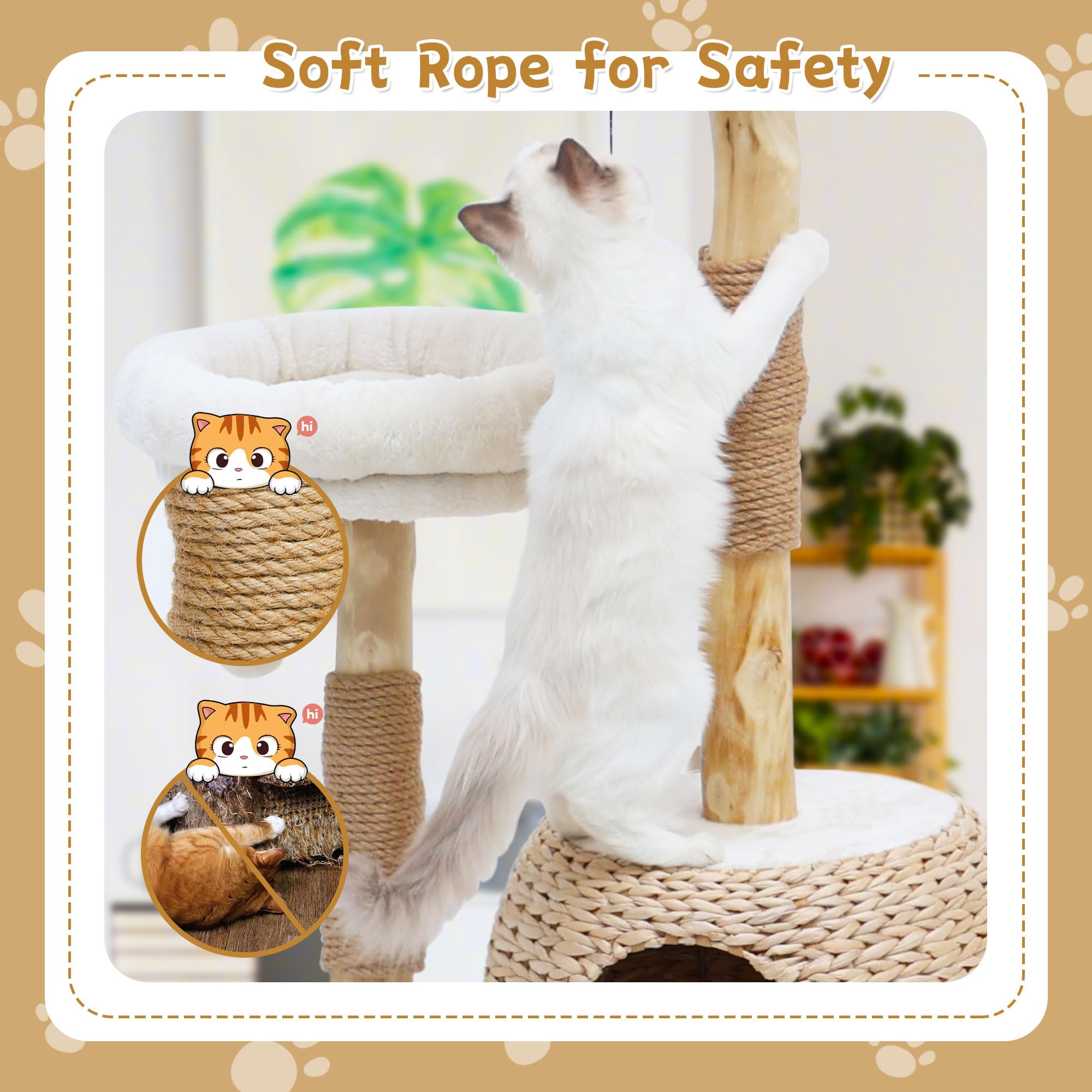Glutia Wooden Cat Tree, Modern Cat Tree Tower With Jumping Platforms, Baskets, Cat Condo, 40'' Cat Scratching Posts For Indoor C