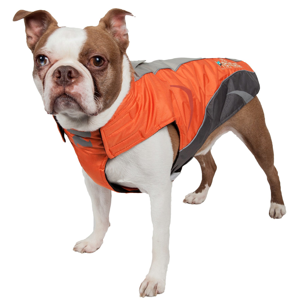 DOGHELIOS 'Altitude-Mountaineer' Wrap-Velcro Protective Waterproof Pet Dog Coat Jacket w/ Blackshark Technology, X-Small, Orange, Charcoal Grey, Light Grey