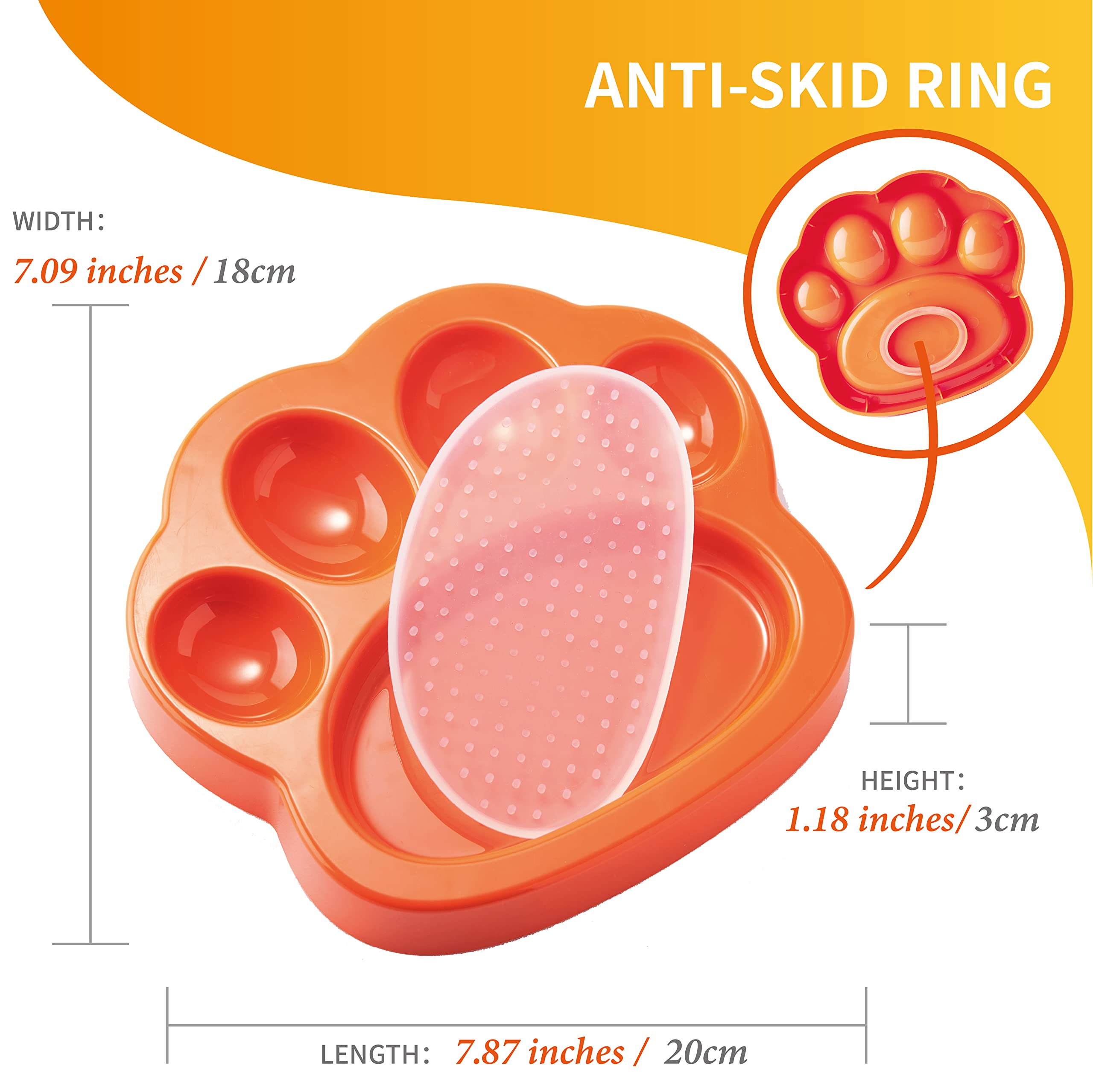 PetDreamHouse PAW 2-in-1 Mini Slow Feeder Dish & Lick Pad for Small Dogs, Puppies & Cats, Paw-Shaped Slow Feeding Dish with an I