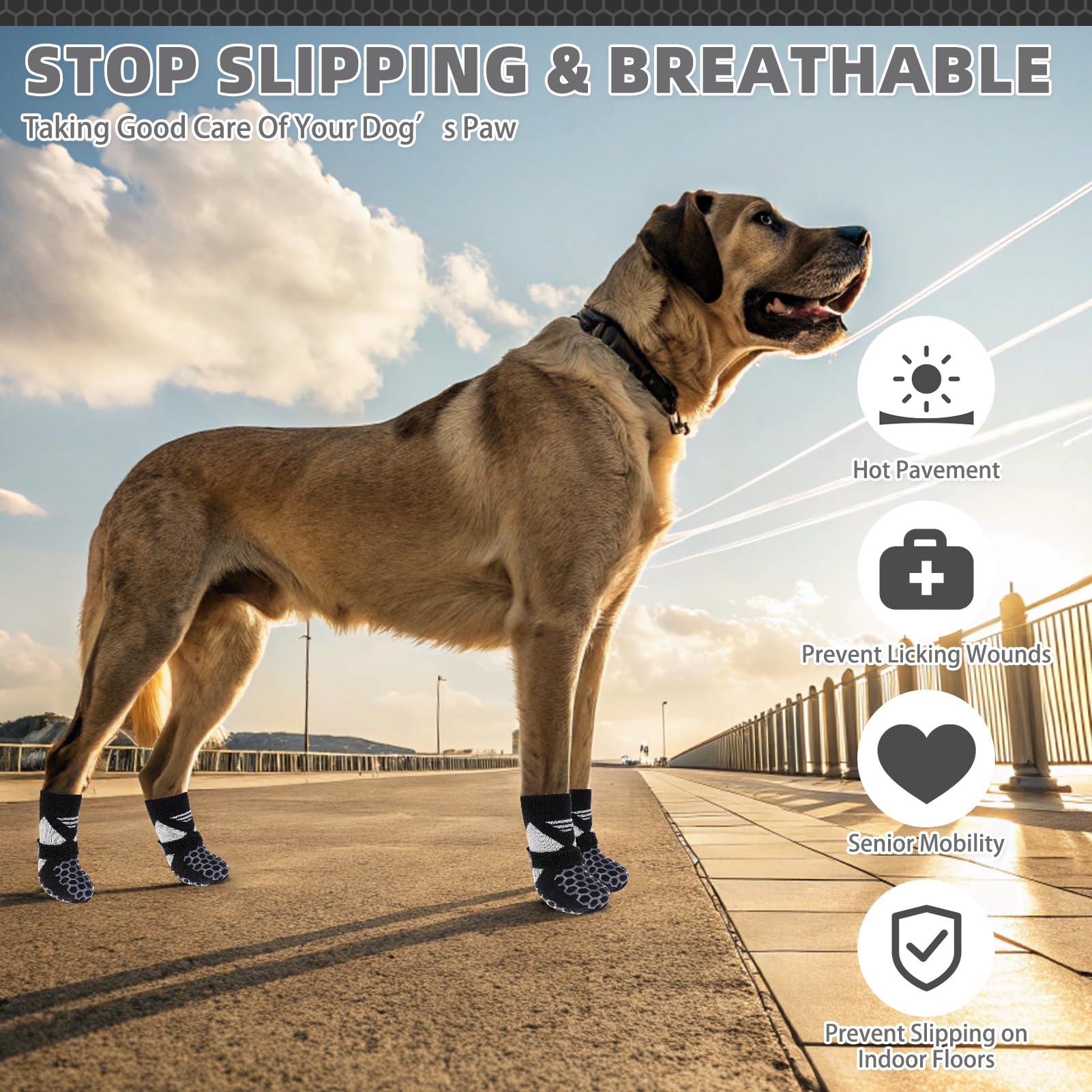 Kooltail Dog Socks For Hot Pavement, Summer Breathable Dog Socks To Prevent Licking Paws, Non Slip Pet Boots & Paw Protectors Fo