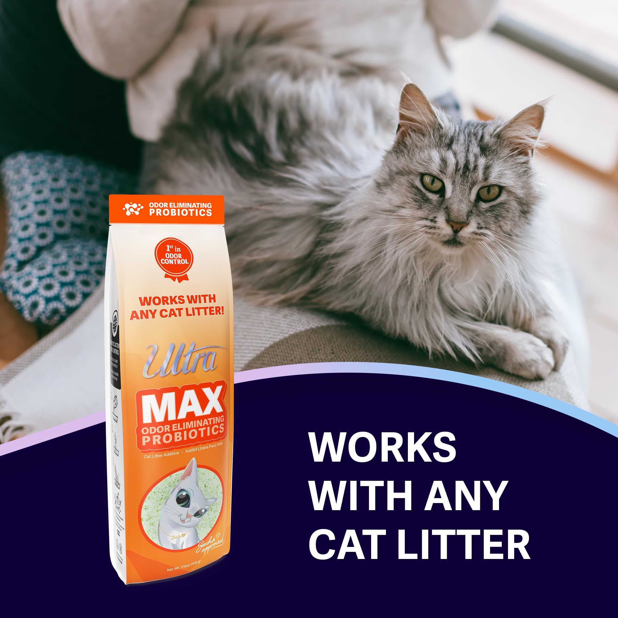 Ultra Max Odor Eliminating Probiotics: 500G (17.6Oz) Cat Litter Box Additive