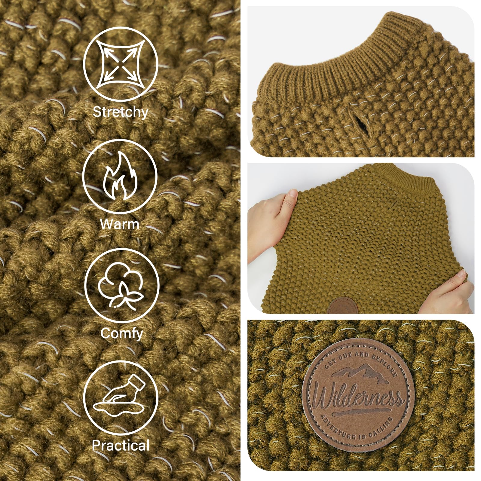 Kyeese Dog Sweater Classic Dog Coats With Leash Hole Warm Dog Sweater For Large Dog Stretchy Dog Sweater Large Size Dog Large Do