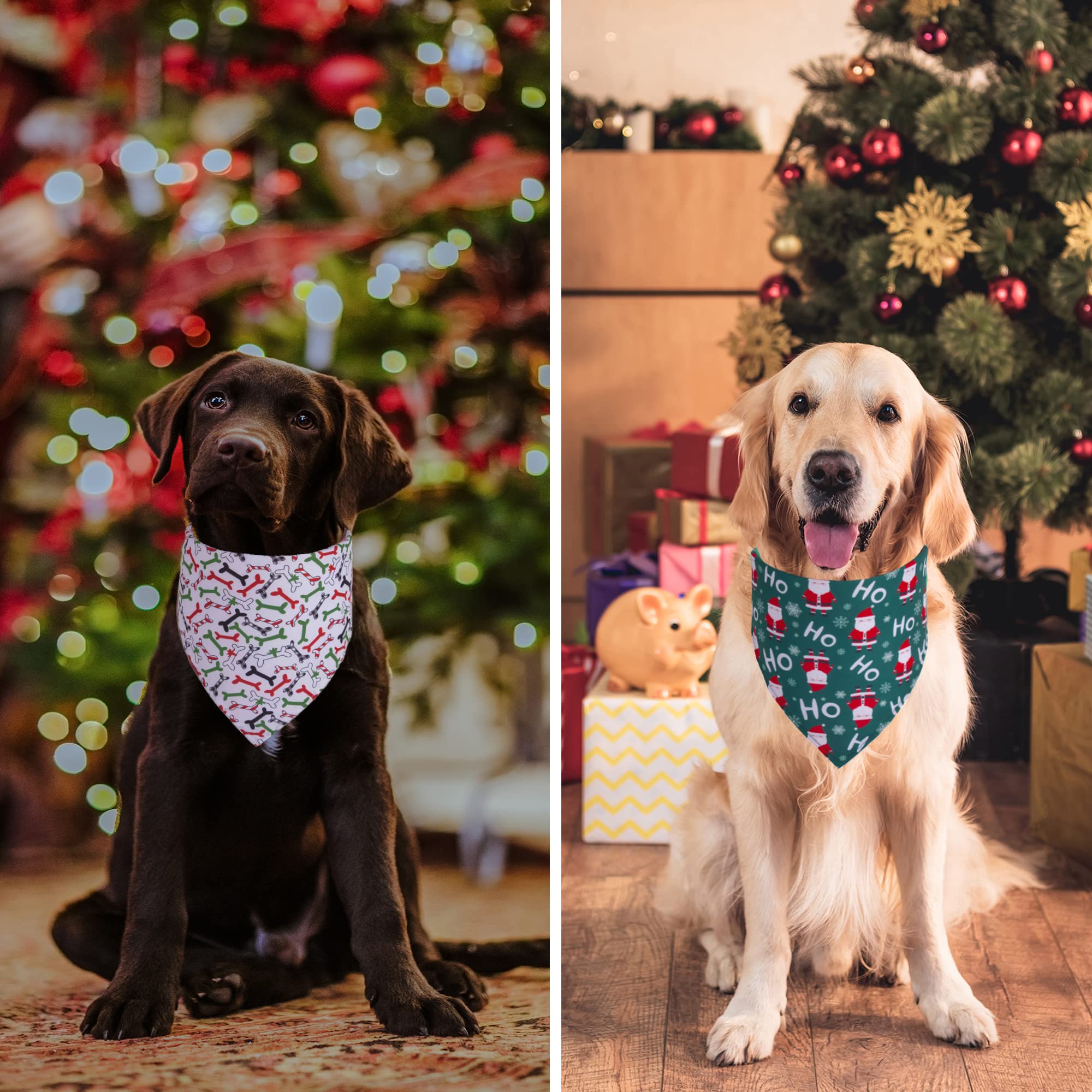 ADOGGYGO 4 Pack Dog Bandana Christmas Pet Scarf Triangle Bibs Kerchief Set Pet Christmas Costume Accessories Decoration for Medi